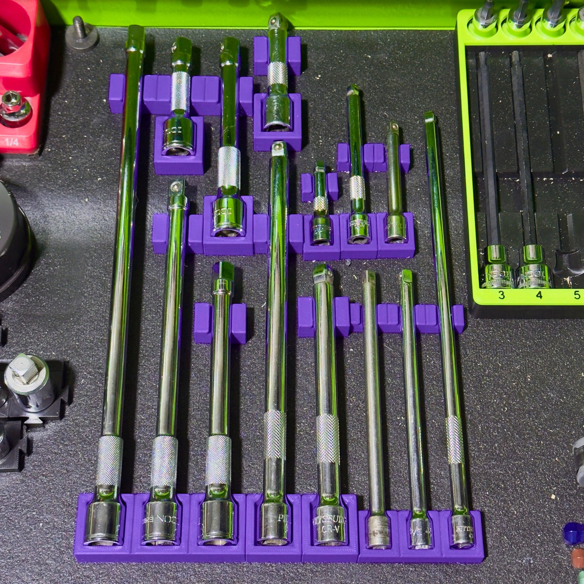 Magnetic Socket Extension Holder | Ratchet Extension Organizer | Modular Toolbox Tool Organizer