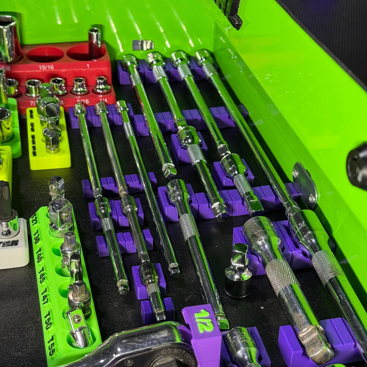 Magnetic Socket Extension Holder | Ratchet Extension Organizer | Modular Toolbox Tool Organizer