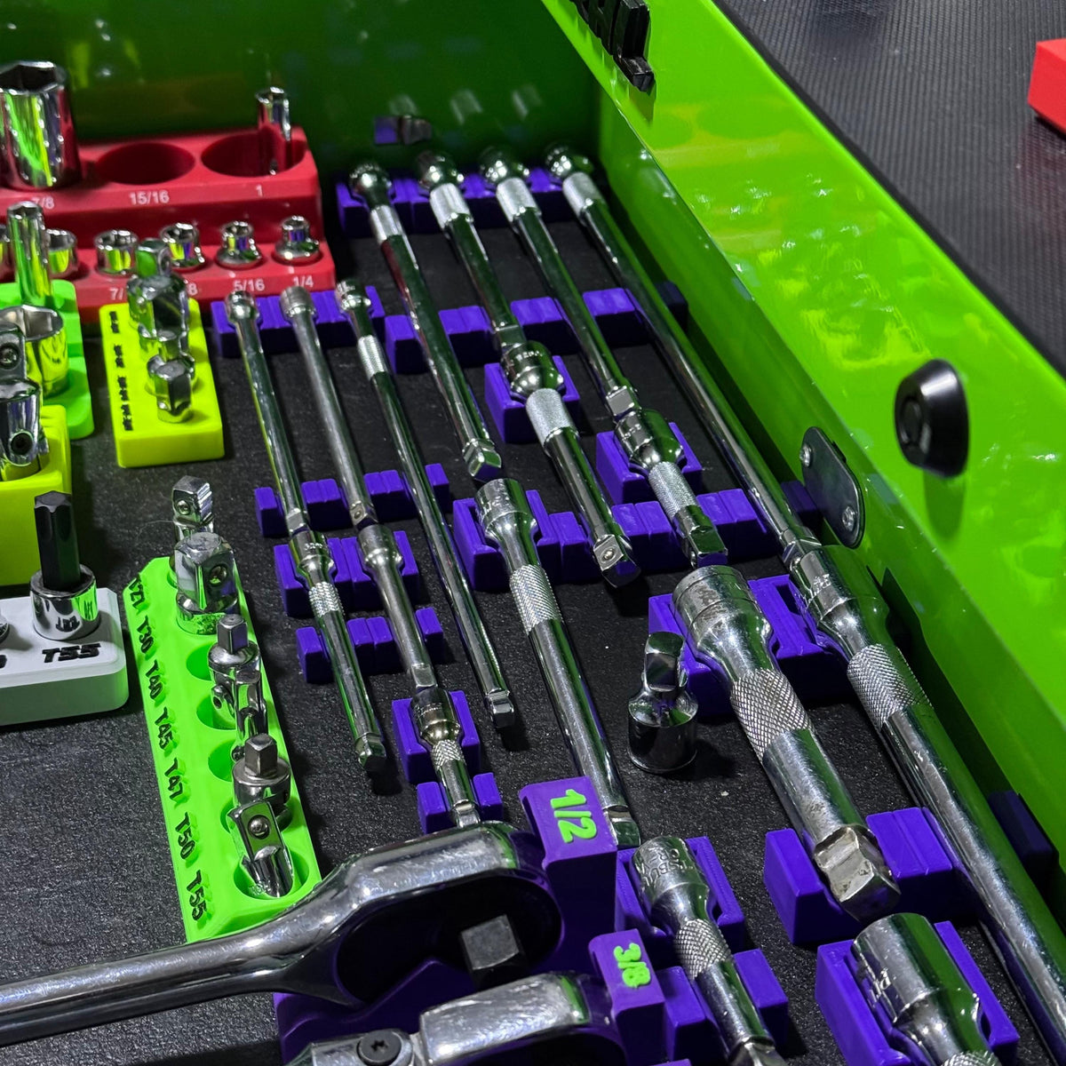 Magnetic Socket Extension Holder | Ratchet Extension Organizer | Modular Toolbox Tool Organizer
