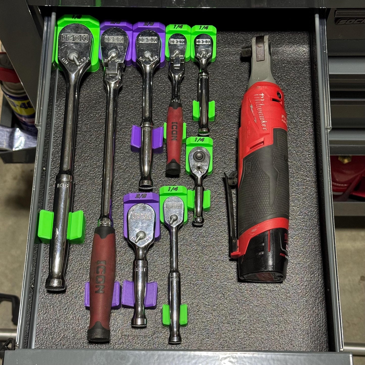 Ratchet Holder – Low Profile Lay-Flat Organizer for Toolboxes