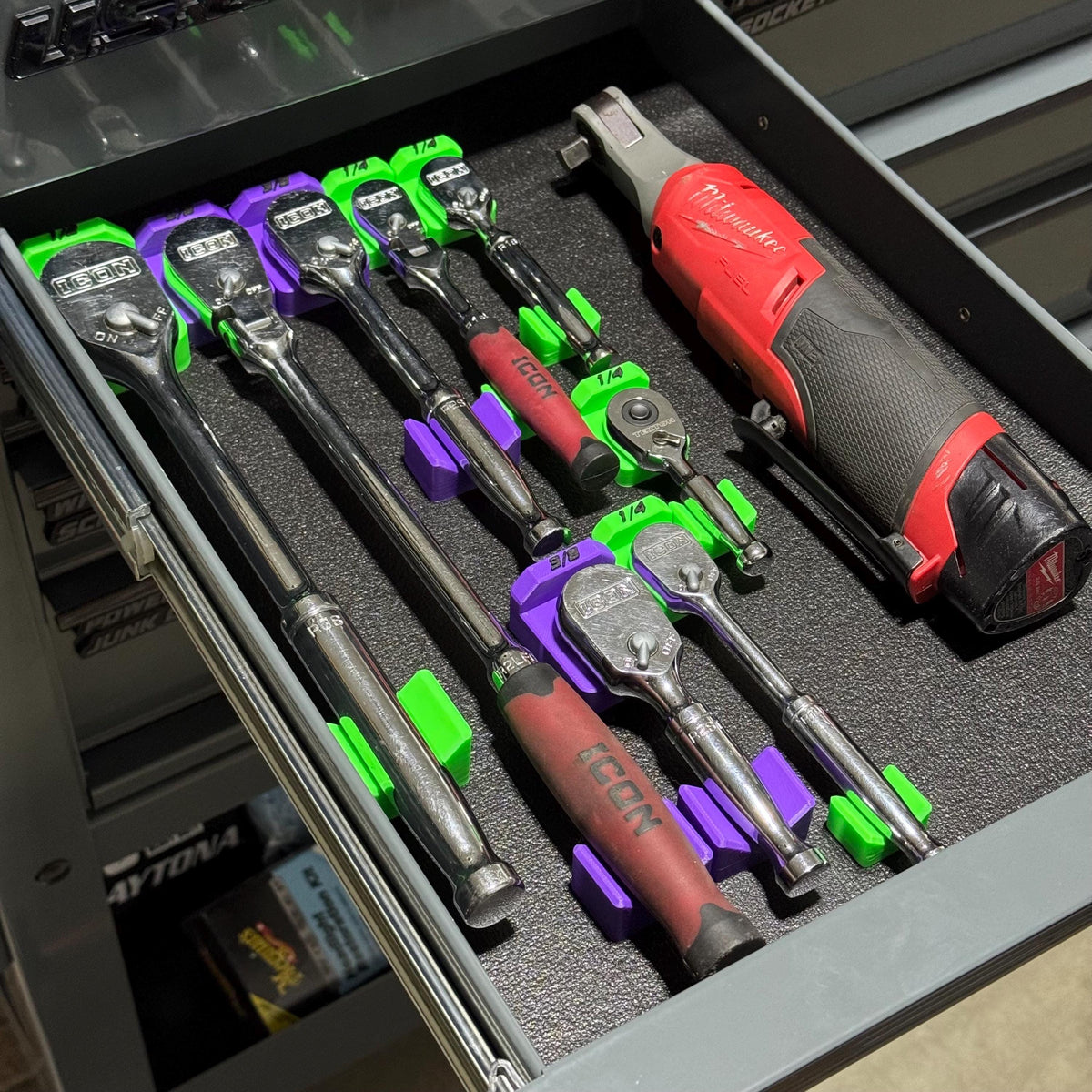 Ratchet Holder – Low Profile Lay-Flat Organizer for Toolboxes