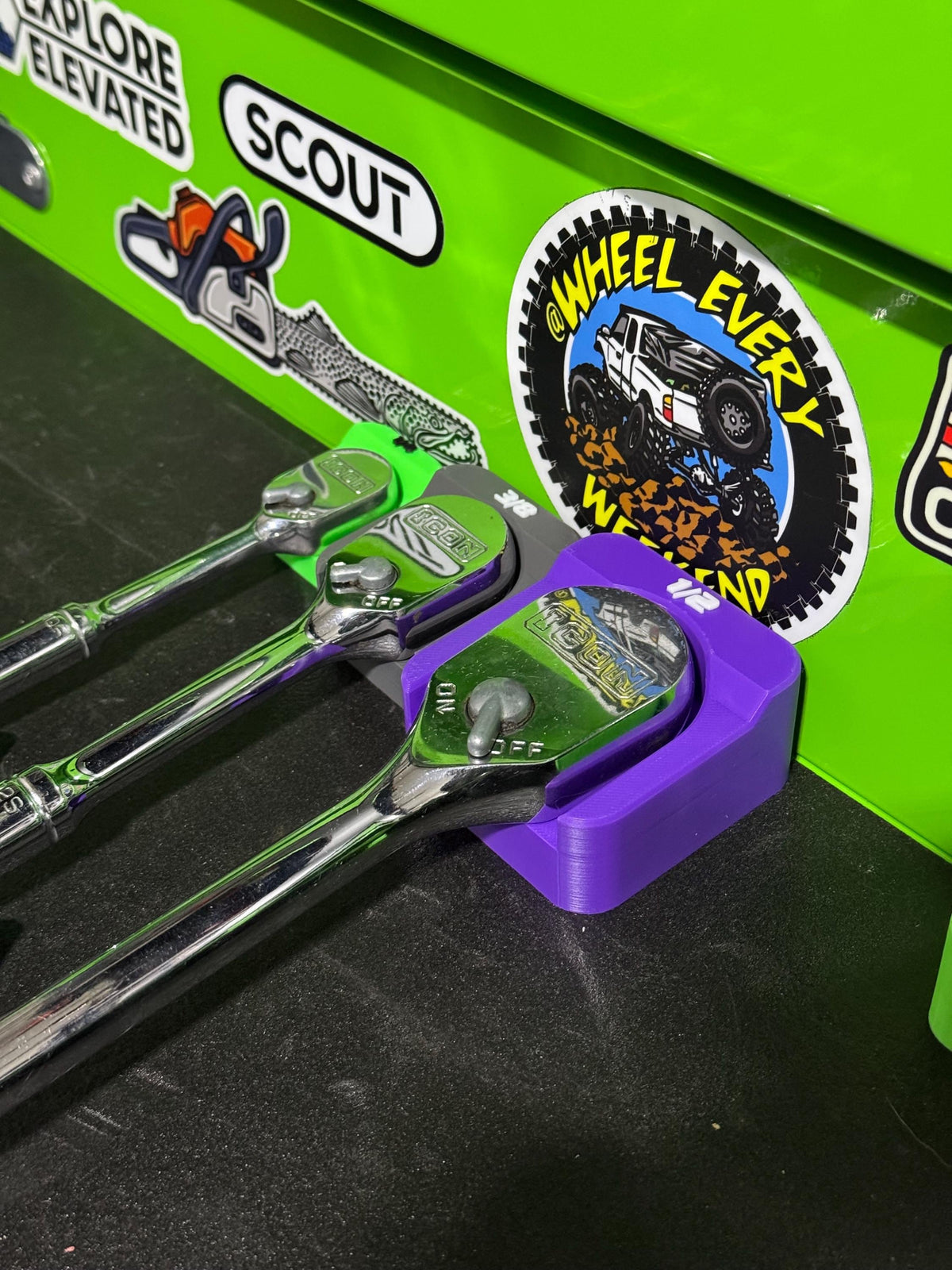 Magnetic Ratchet Holder | Slim Low Profile Ratchet Organizer | Toolbox Tool Organizer