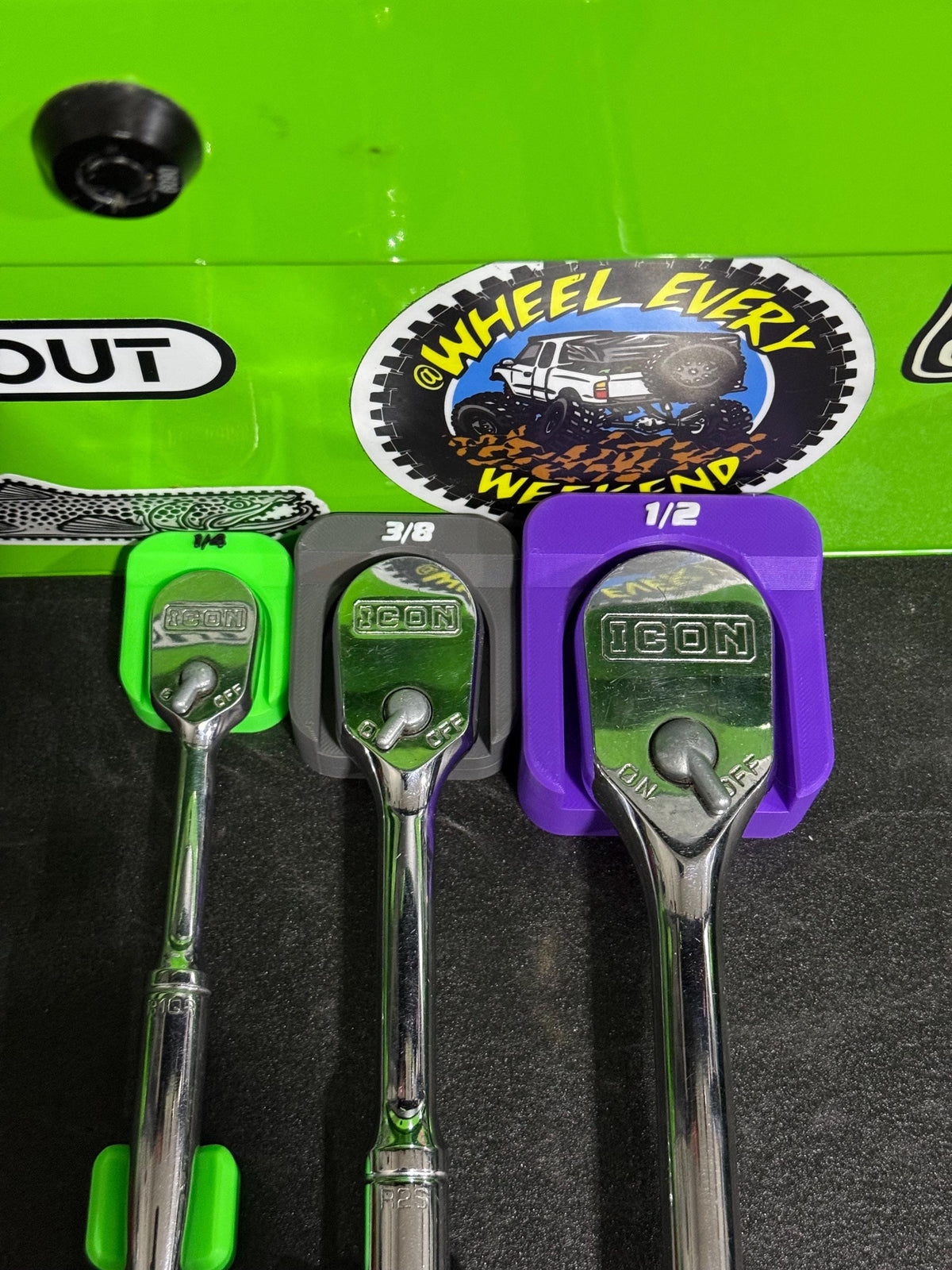Magnetic Ratchet Holder | Slim Low Profile Ratchet Organizer | Toolbox Tool Organizer