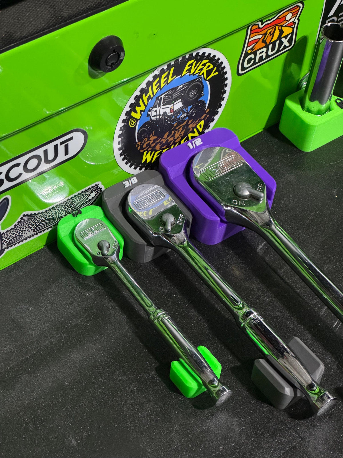 Magnetic Ratchet Holder | Slim Low Profile Ratchet Organizer | Toolbox Tool Organizer