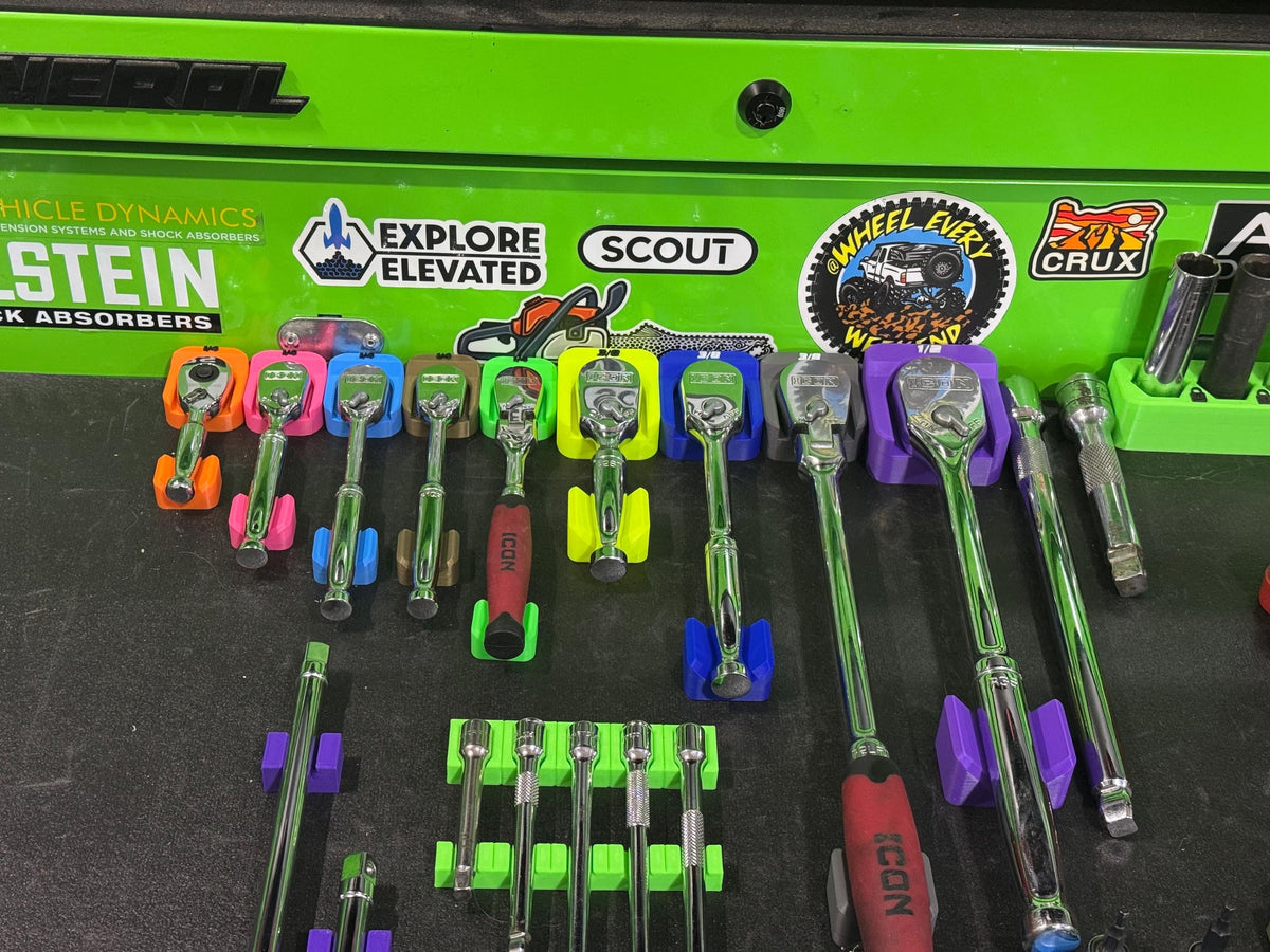 Magnetic Ratchet Holder | Slim Low Profile Ratchet Organizer | Toolbox Tool Organizer