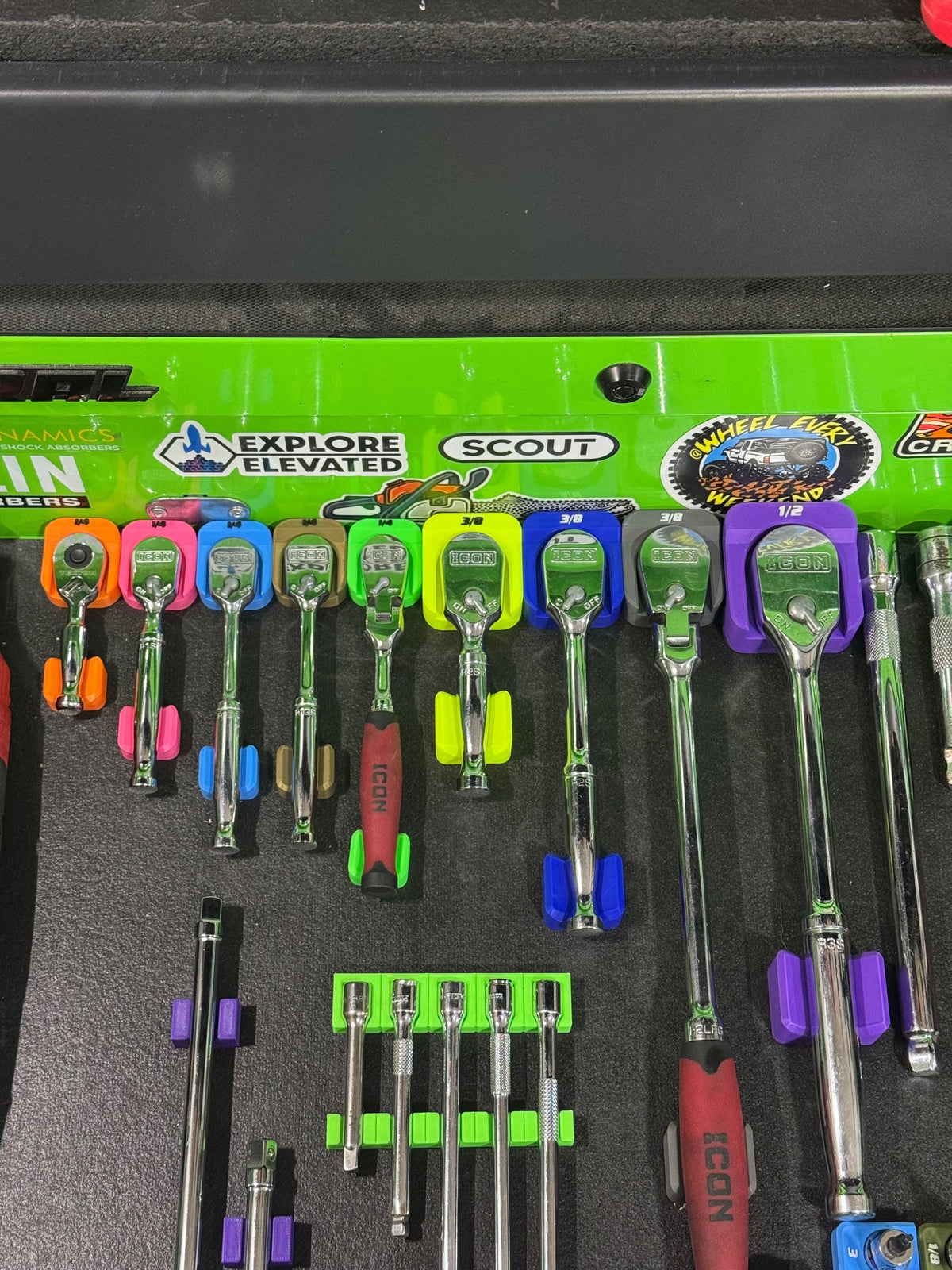 Magnetic Ratchet Holder | Slim Low Profile Ratchet Organizer | Toolbox Tool Organizer