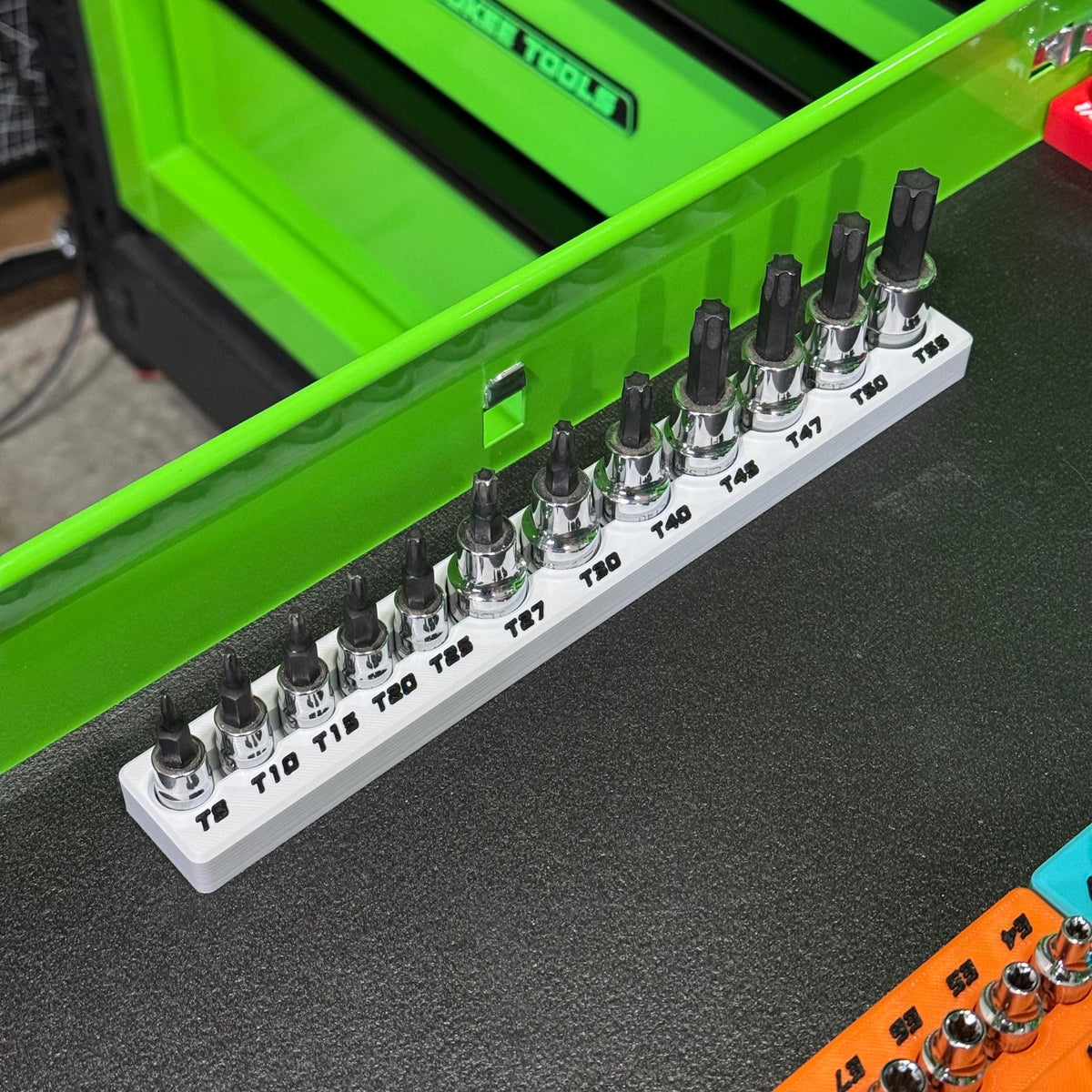 Magnetic Torx Socket Holder | 7 or 12 Slot Torx Bit Organizer | 1/4 & 3/8 Drive Toolbox Storage