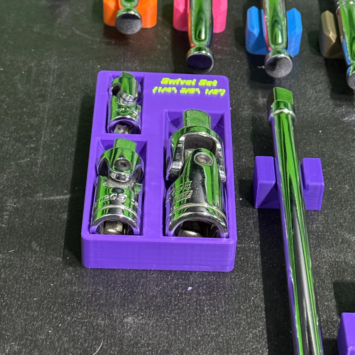 Magnetic Swivel Socket Organizer | Universal Joint Holder | 1/4, 3/8 & 1/2 Drive Toolbox Storage