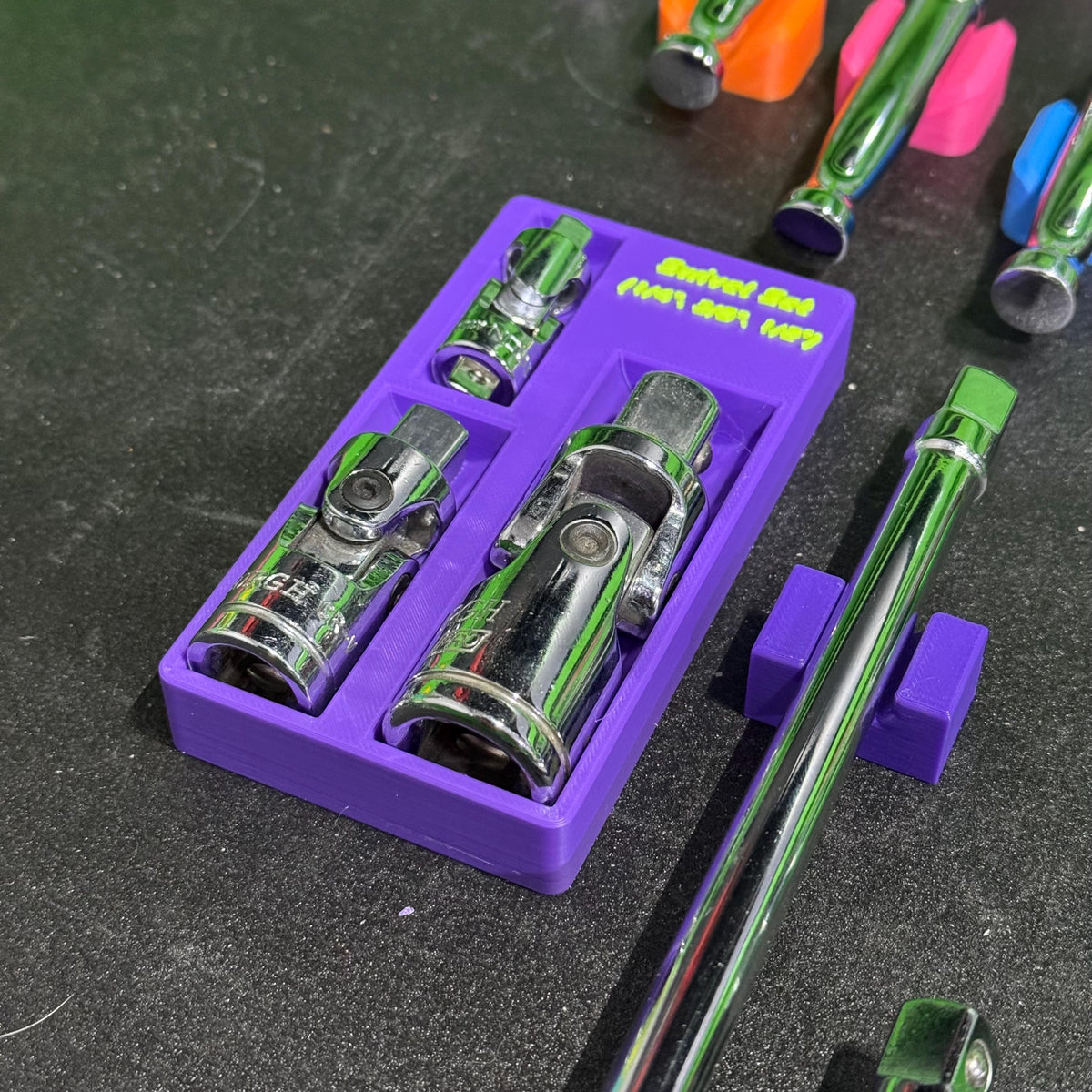 Magnetic Swivel Socket Organizer | Universal Joint Holder | 1/4, 3/8 & 1/2 Drive Toolbox Storage