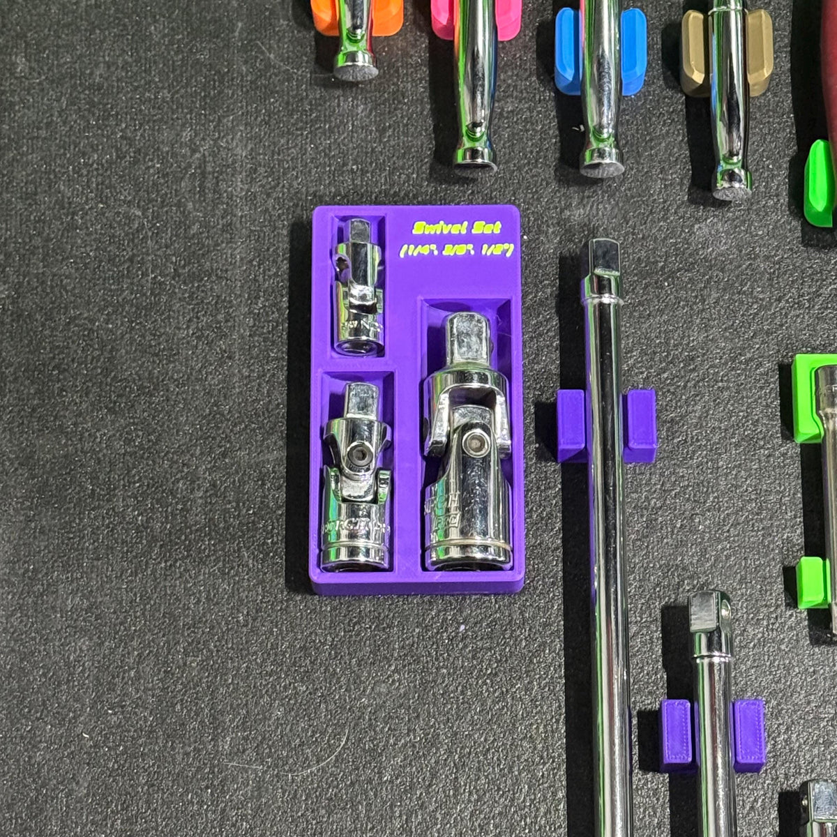 Magnetic Swivel Socket Organizer | Universal Joint Holder | 1/4, 3/8 & 1/2 Drive Toolbox Storage