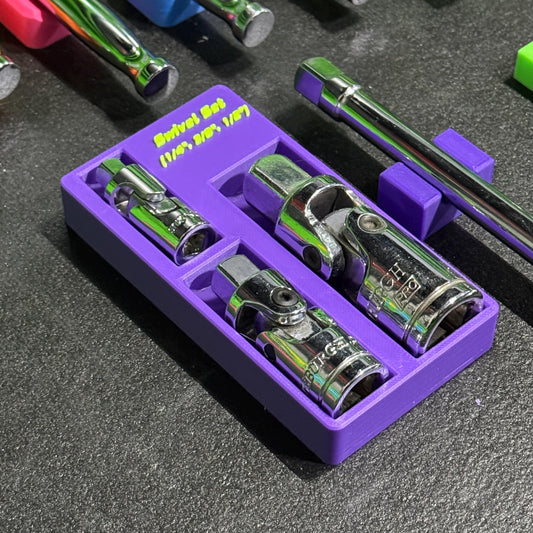 Magnetic Swivel Socket Organizer | Universal Joint Holder | 1/4, 3/8 & 1/2 Drive Toolbox Storage