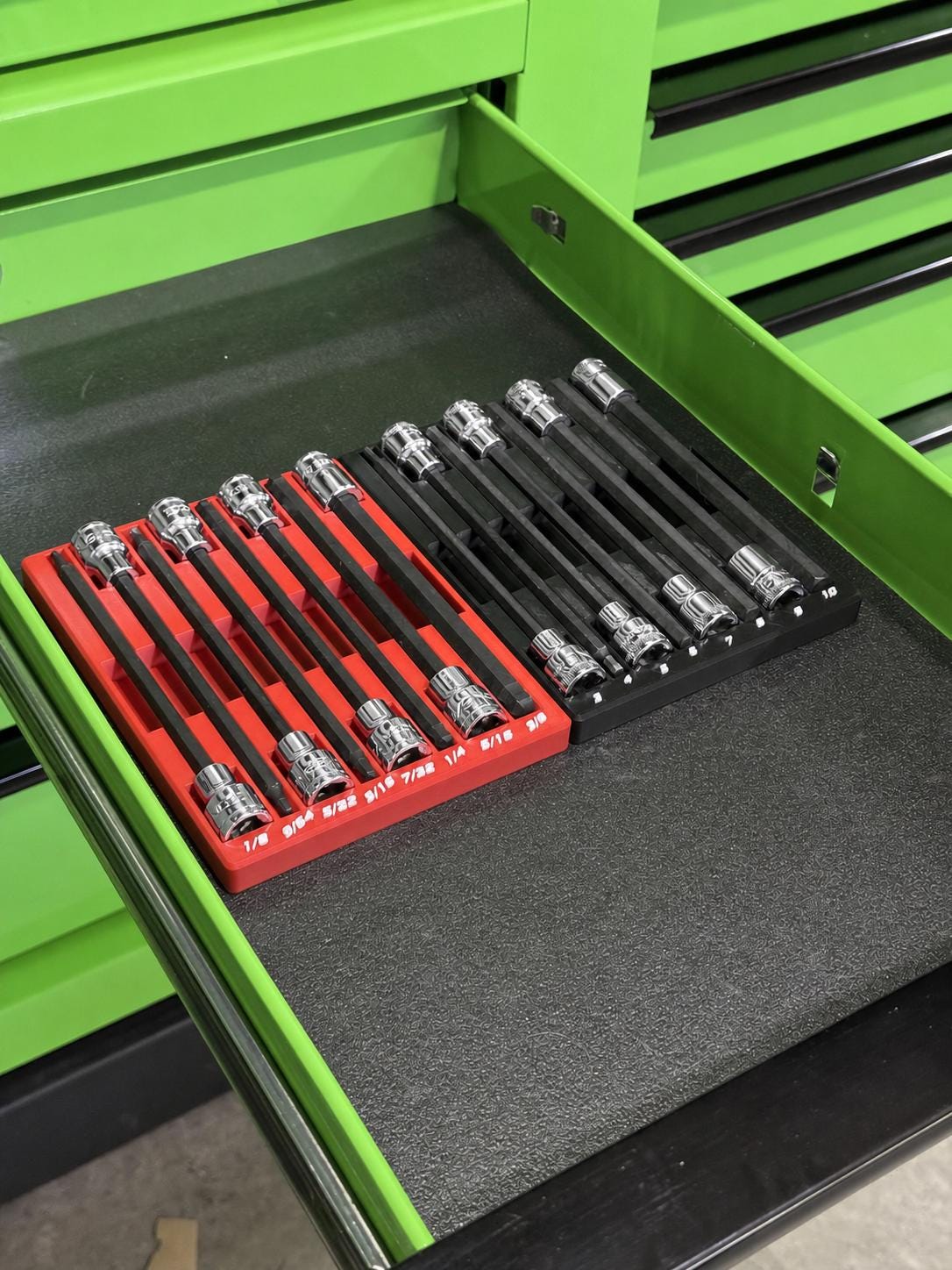 ICON Long Hex Bit Socket Holder | SAE & Metric Socket Organizer | Fits Regular and Ball End | Magnetic Tool Tray