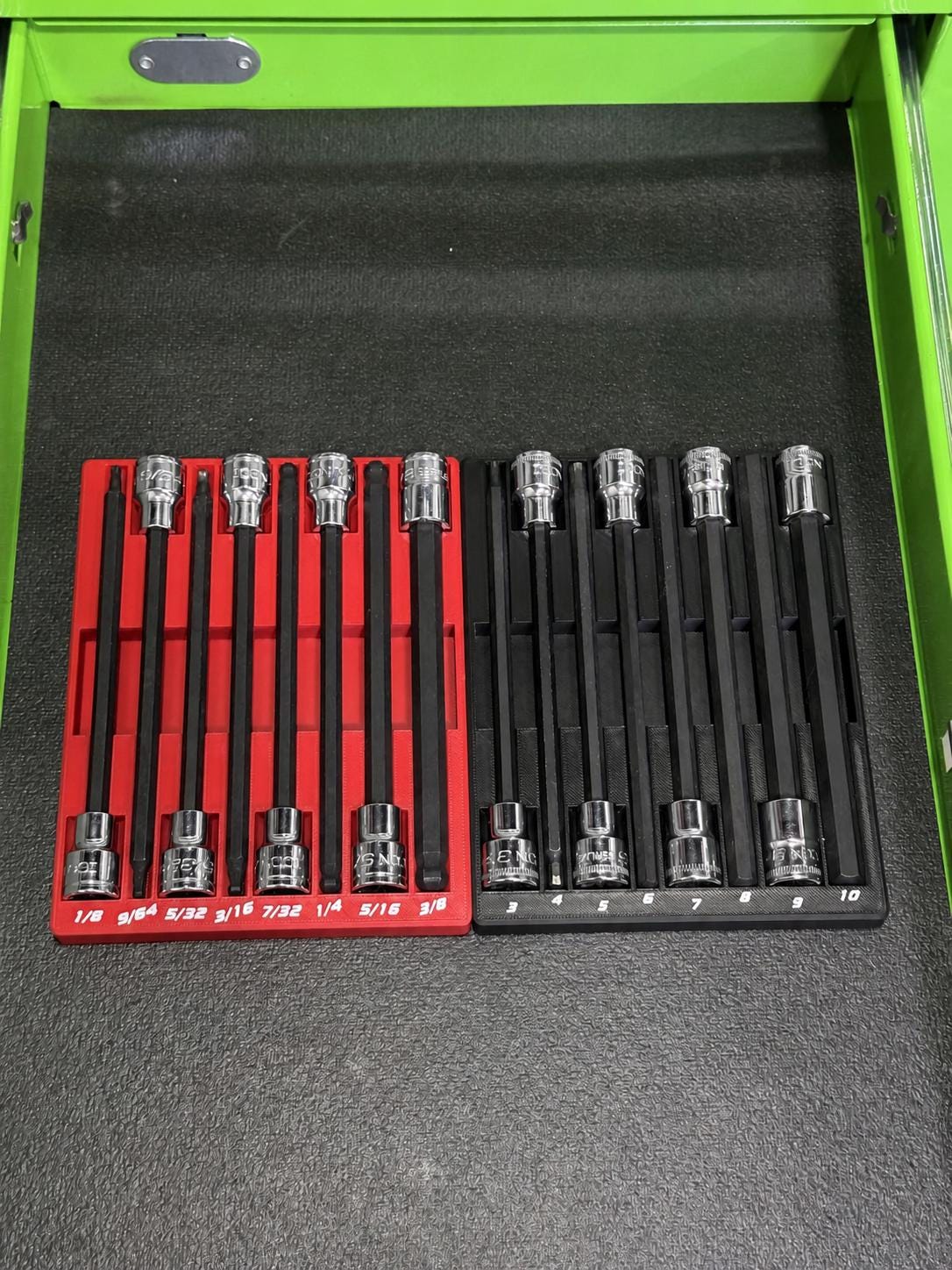 ICON Long Hex Bit Socket Holder | SAE & Metric Socket Organizer | Fits Regular and Ball End | Magnetic Tool Tray