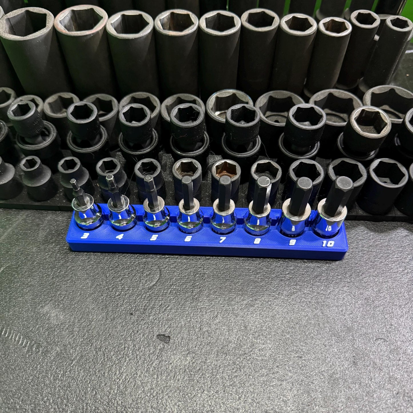 Magnetic Allen Socket Holder | Hex Bit Socket Organizer | Metric - SAE | 1/4 & 3/8 Drive Toolbox Organizer