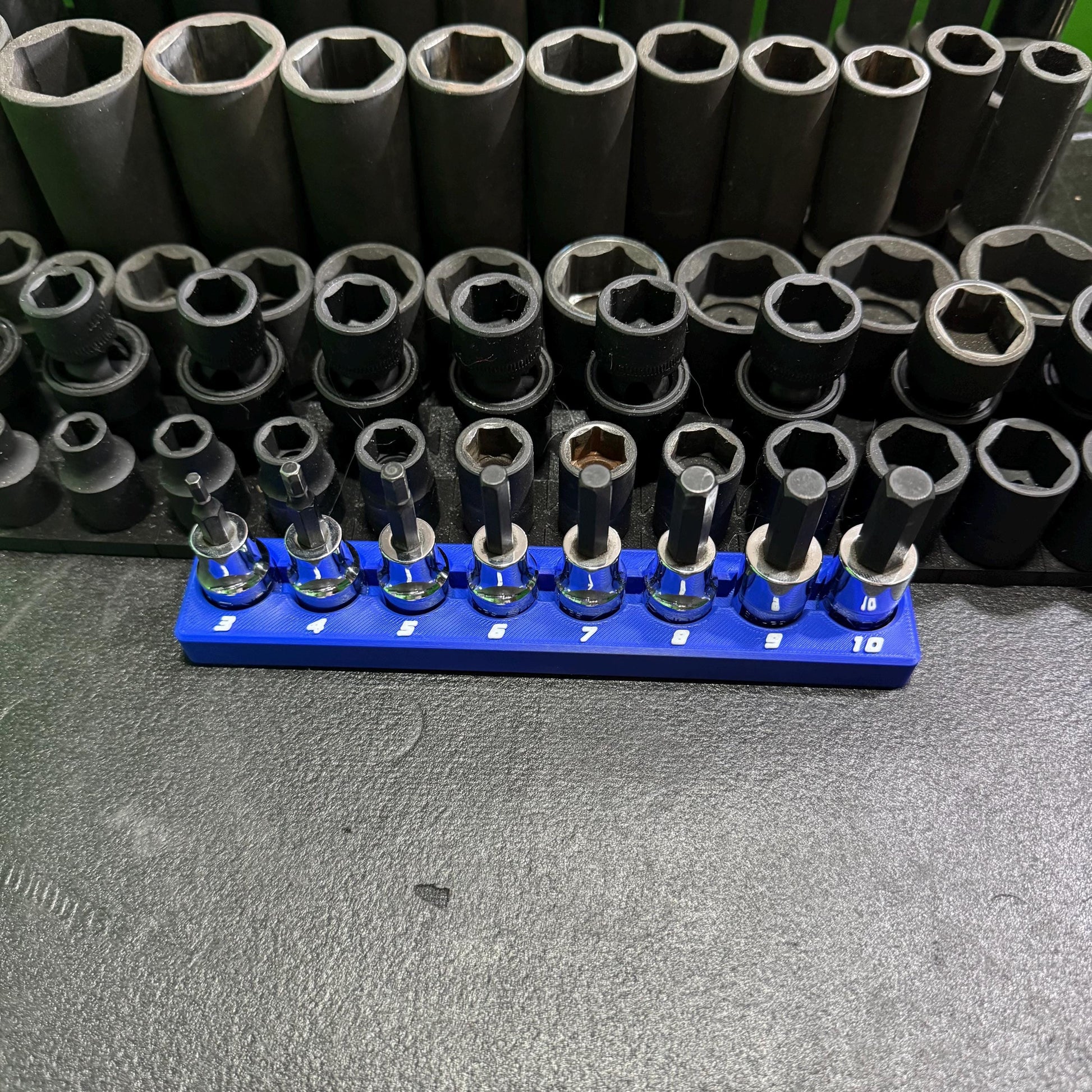 Magnetic Allen Socket Holder | Hex Bit Socket Organizer | Metric - SAE | 1/4 & 3/8 Drive Toolbox Organizer