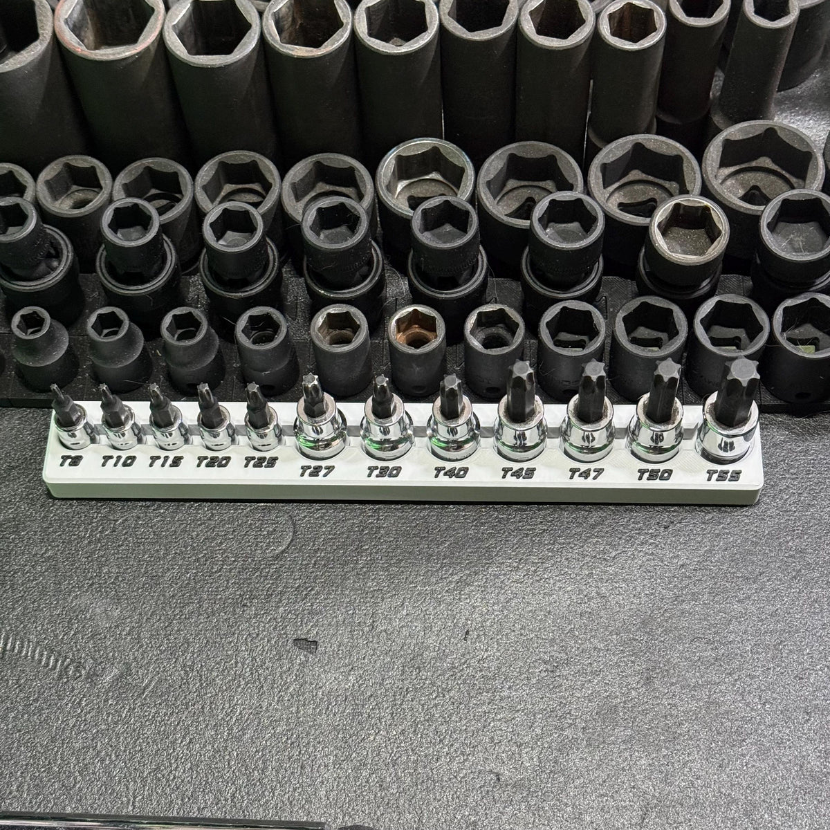 Magnetic Torx Socket Holder | 7 or 12 Slot Torx Bit Organizer | 1/4 & 3/8 Drive Toolbox Storage