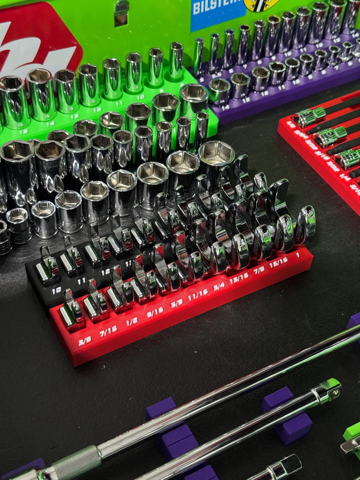 ICON Crowsfoot Organizer | Crowfoot Wrench Holder | SAE & Metric Magnetic Toolbox Organizer