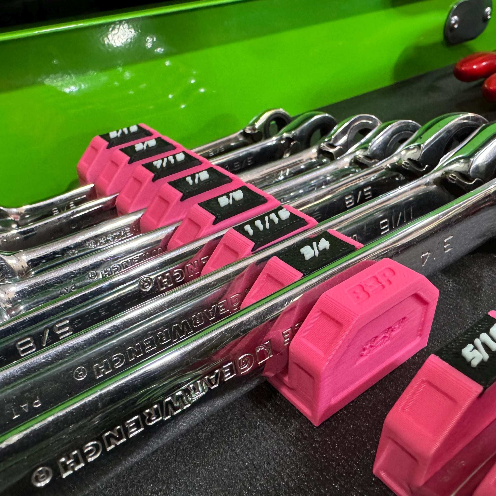 Modular Magnetic Wrench Holder | High Visibility Wrench Organizer | SAE & Metric Toolbox Drawer Storage