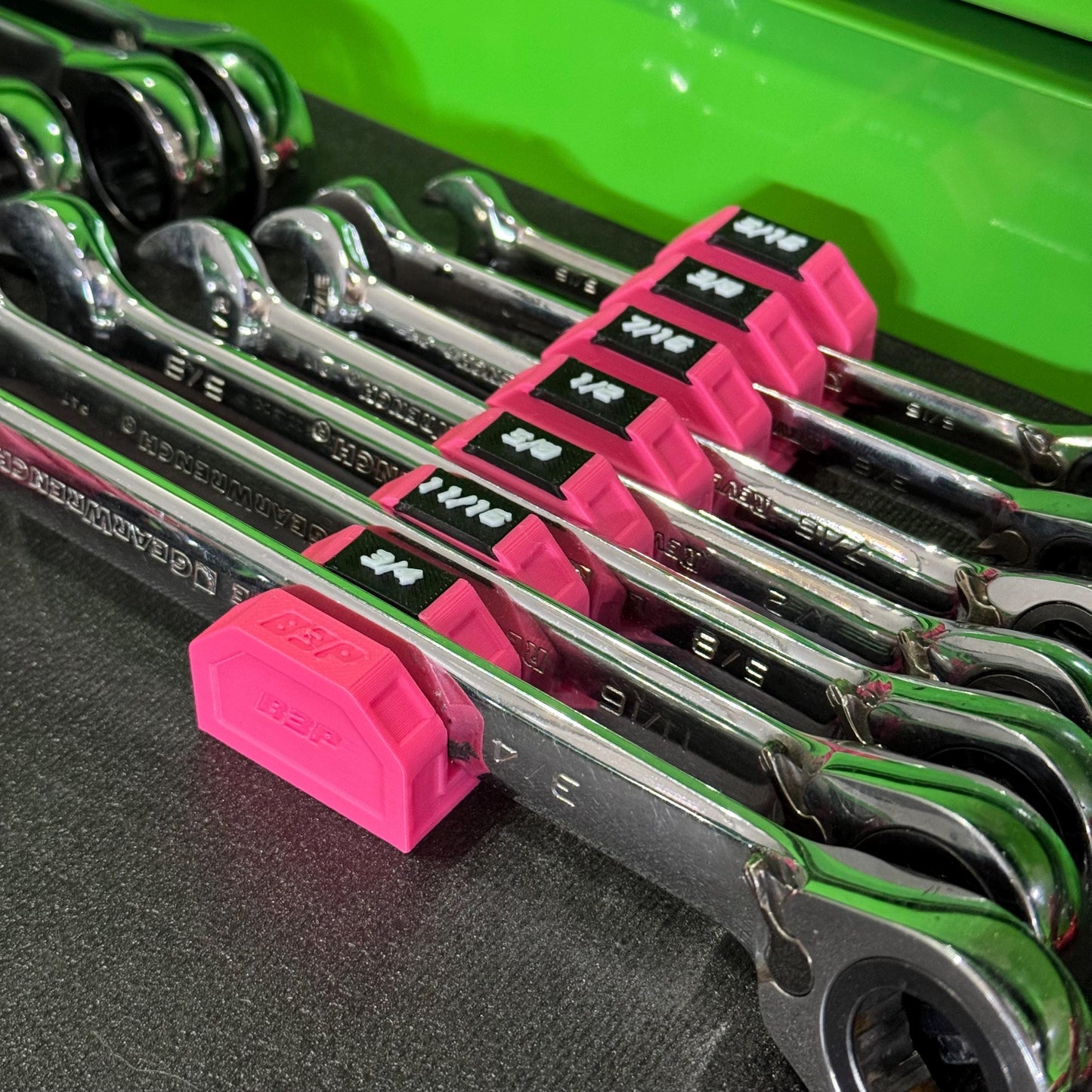 Modular Magnetic Wrench Holder | High Visibility Wrench Organizer | SAE & Metric Toolbox Drawer Storage