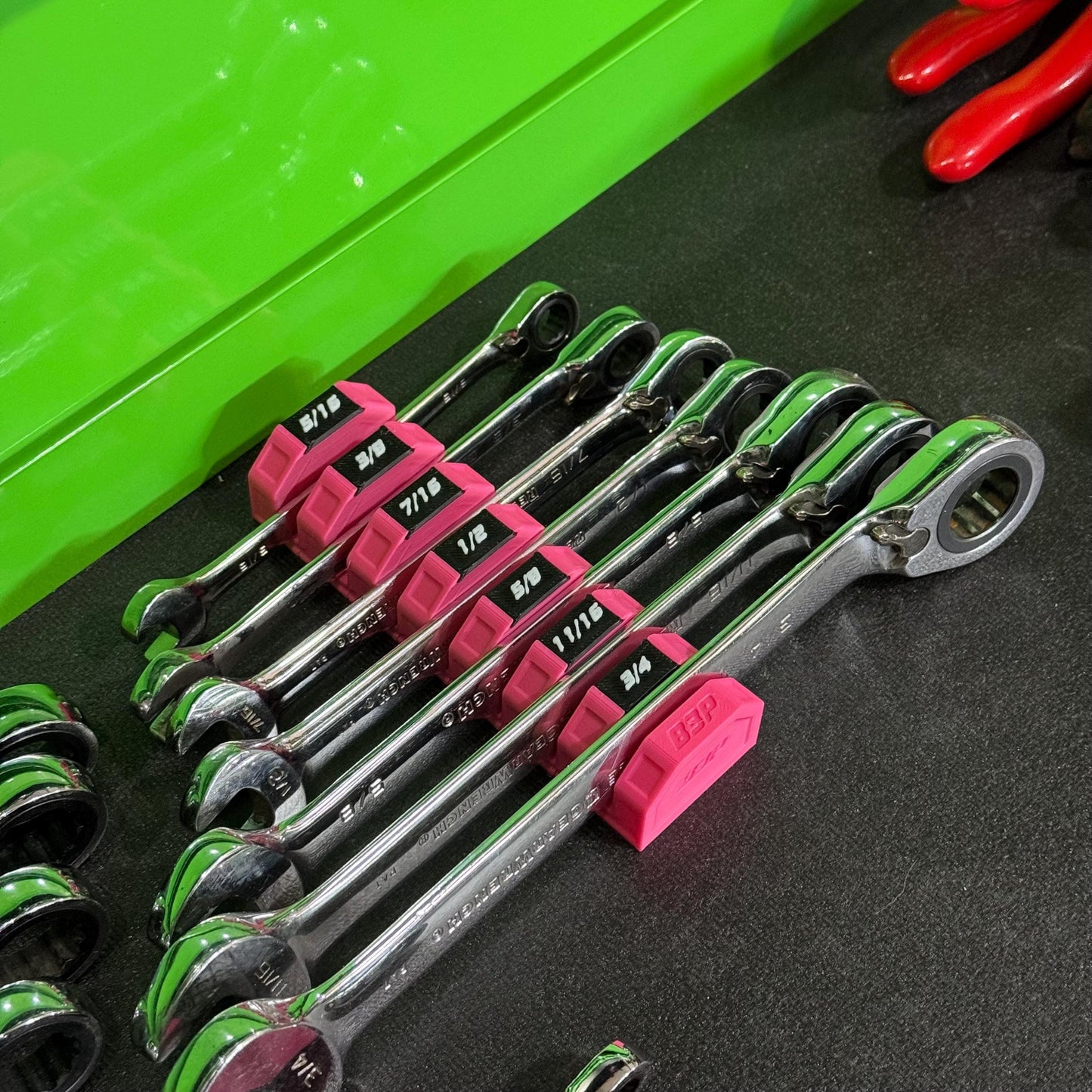 Modular Magnetic Wrench Holder | High Visibility Wrench Organizer | SAE & Metric Toolbox Drawer Storage