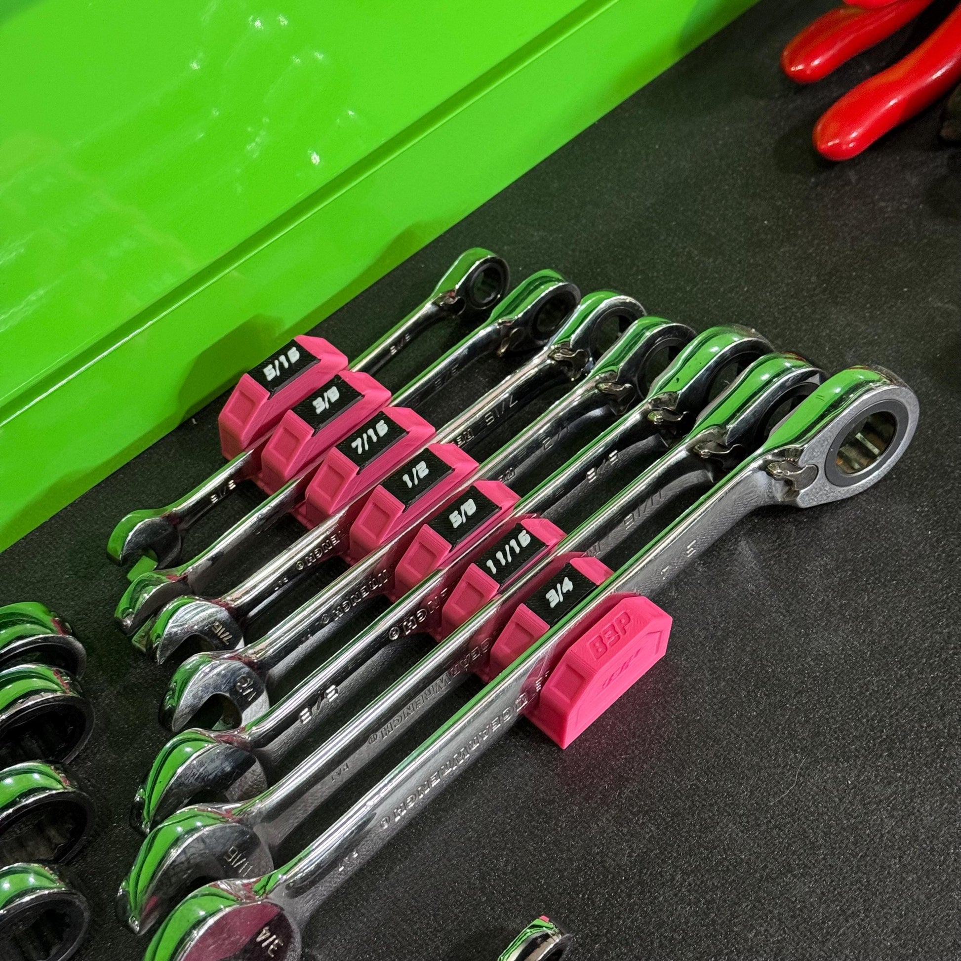 Modular Magnetic Wrench Holder | High Visibility Wrench Organizer | SAE & Metric Toolbox Drawer Storage