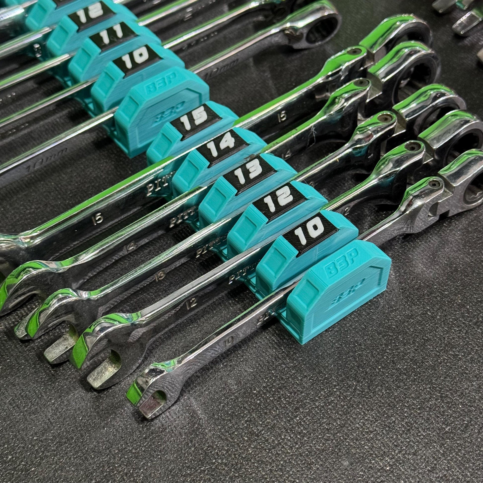 Modular Magnetic Wrench Holder | High Visibility Wrench Organizer | SAE & Metric Toolbox Drawer Storage