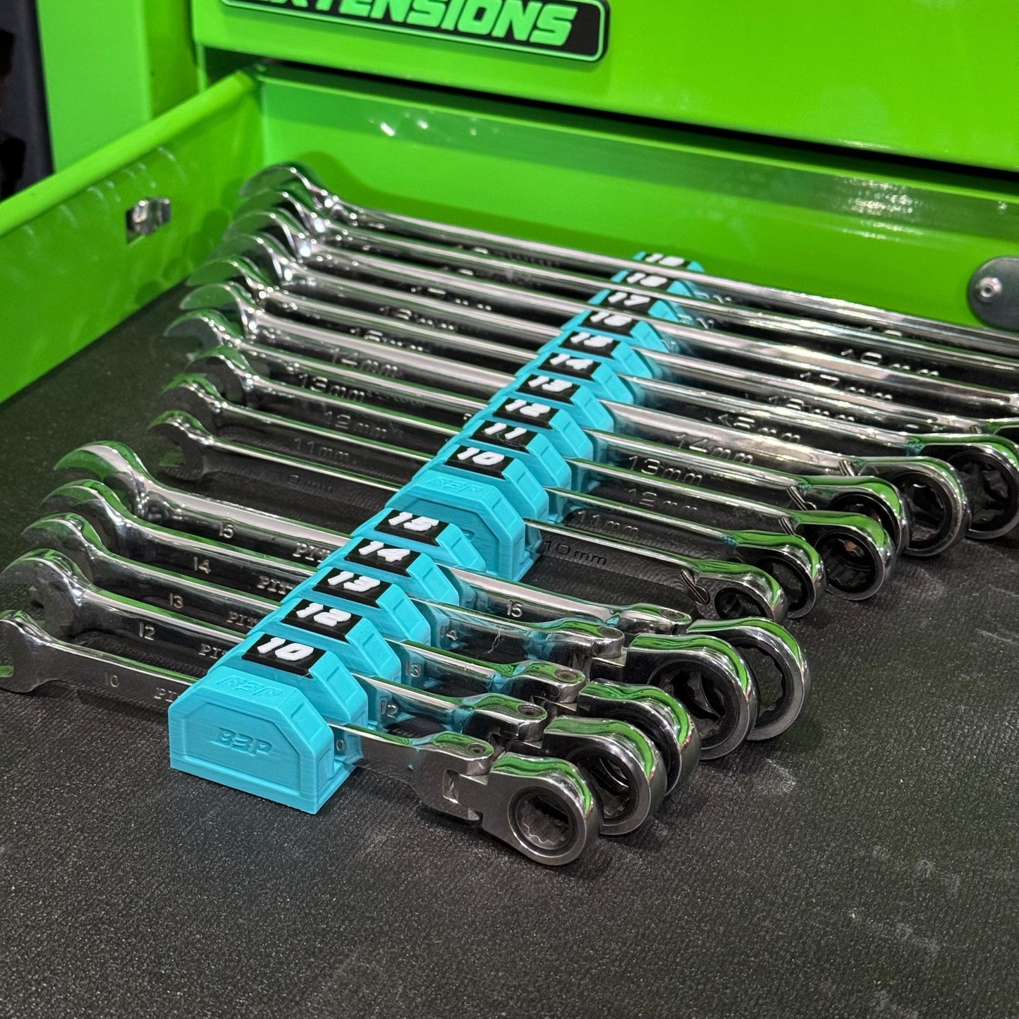 Modular Magnetic Wrench Holder | High Visibility Wrench Organizer | SAE & Metric Toolbox Drawer Storage