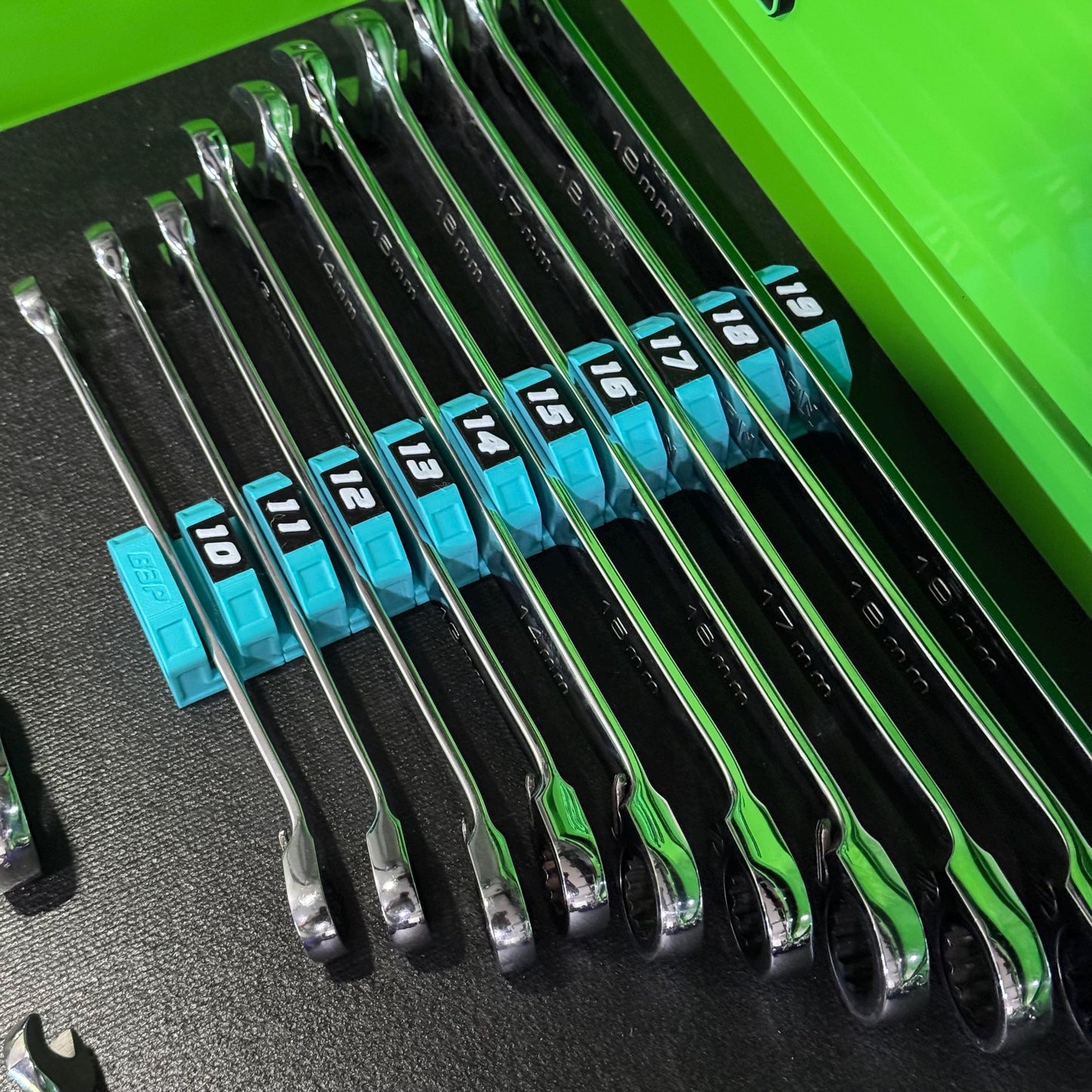 Modular Magnetic Wrench Holder | High Visibility Wrench Organizer | SAE & Metric Toolbox Drawer Storage