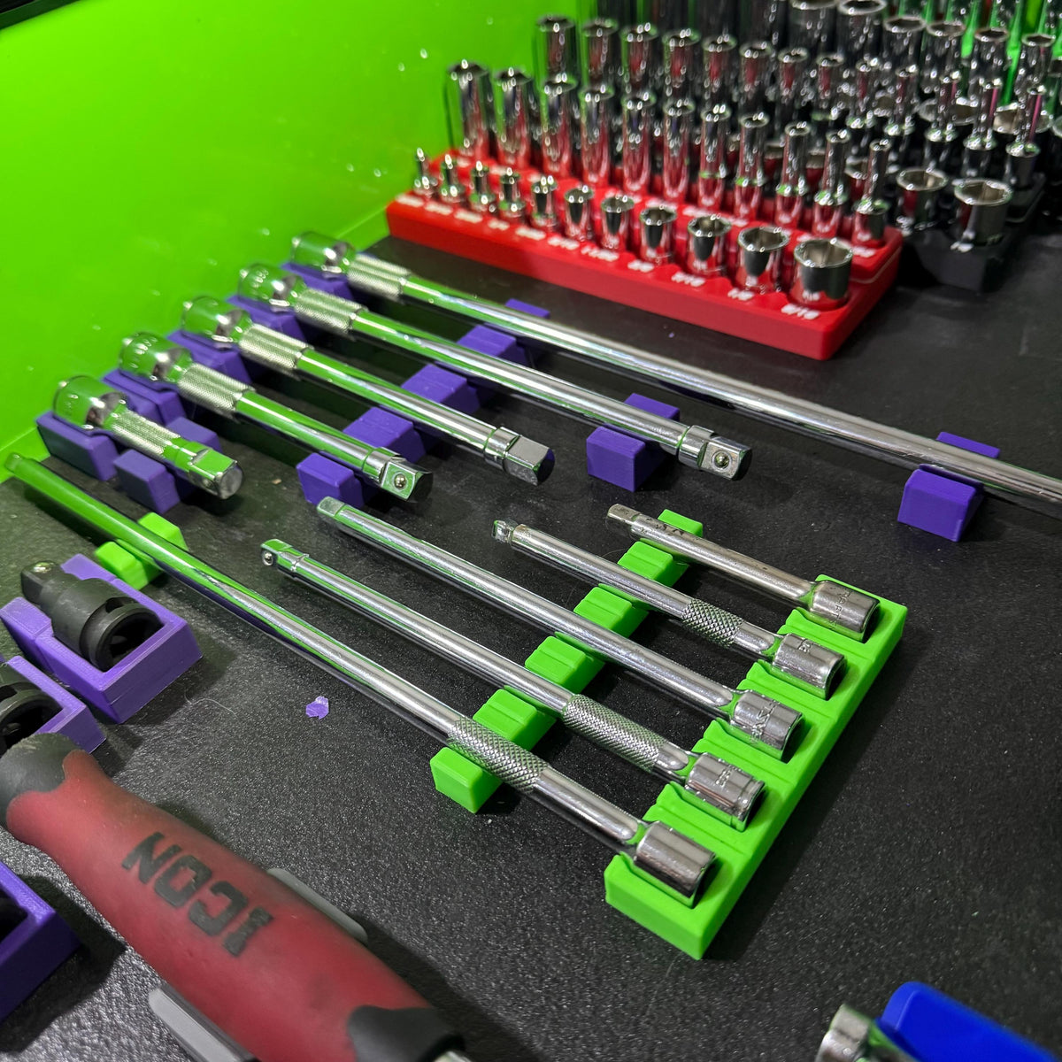 Magnetic Socket Extension Holder | Ratchet Extension Organizer | Modular Toolbox Tool Organizer