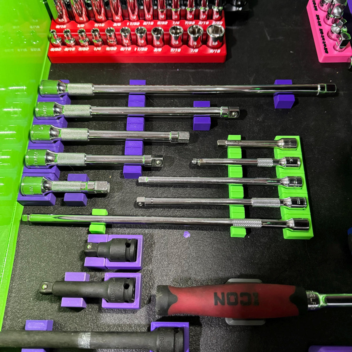 Magnetic Socket Extension Holder | Ratchet Extension Organizer | Modular Toolbox Tool Organizer