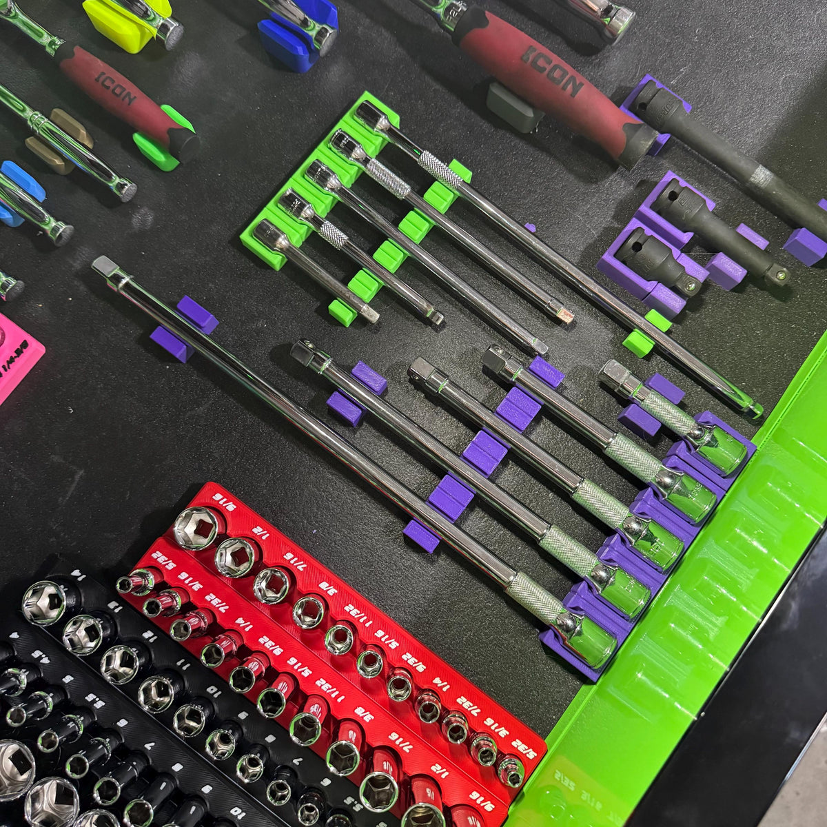 Magnetic Socket Extension Holder | Ratchet Extension Organizer | Modular Toolbox Tool Organizer