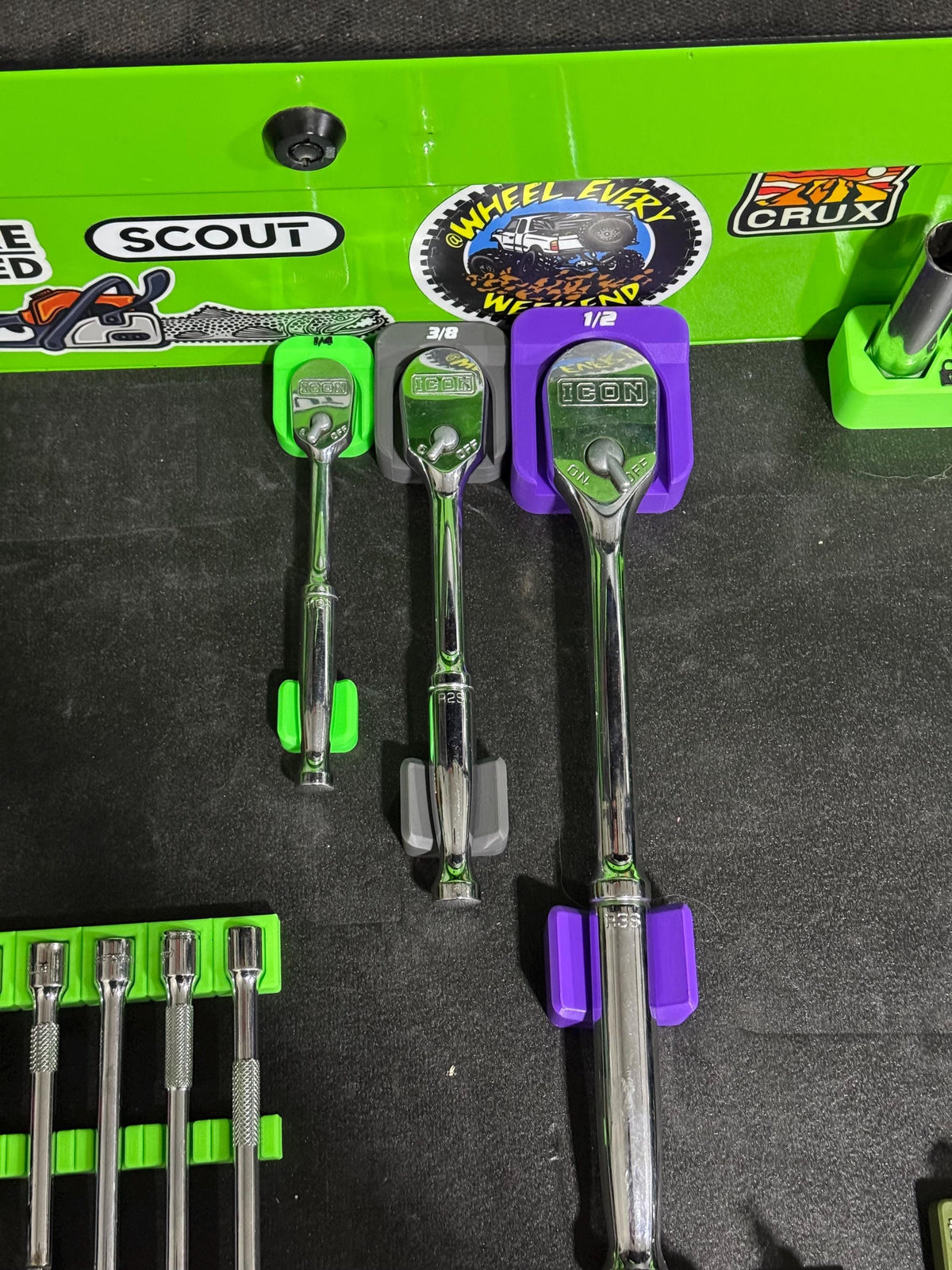 Magnetic Ratchet Holder | Slim Low Profile Ratchet Organizer | Toolbox Tool Organizer