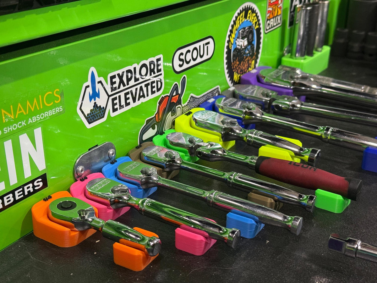 Magnetic Ratchet Holder | Slim Low Profile Ratchet Organizer | Toolbox Tool Organizer