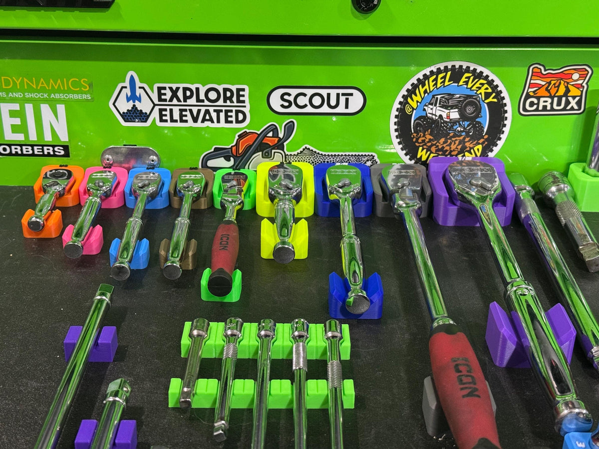 Magnetic Ratchet Holder | Slim Low Profile Ratchet Organizer | Toolbox Tool Organizer