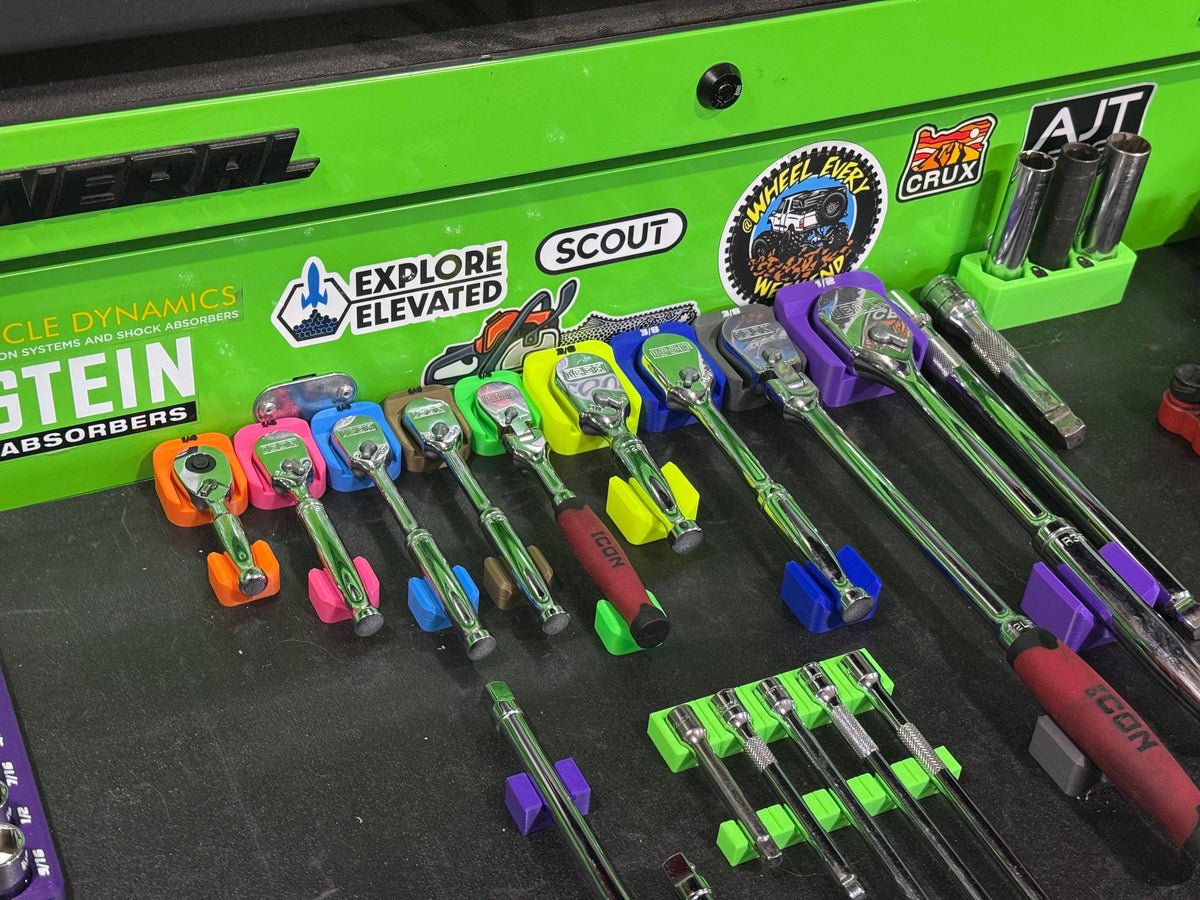 Magnetic Ratchet Holder | Slim Low Profile Ratchet Organizer | Toolbox Tool Organizer