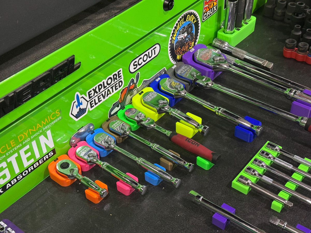 Magnetic Ratchet Holder | Slim Low Profile Ratchet Organizer | Toolbox Tool Organizer