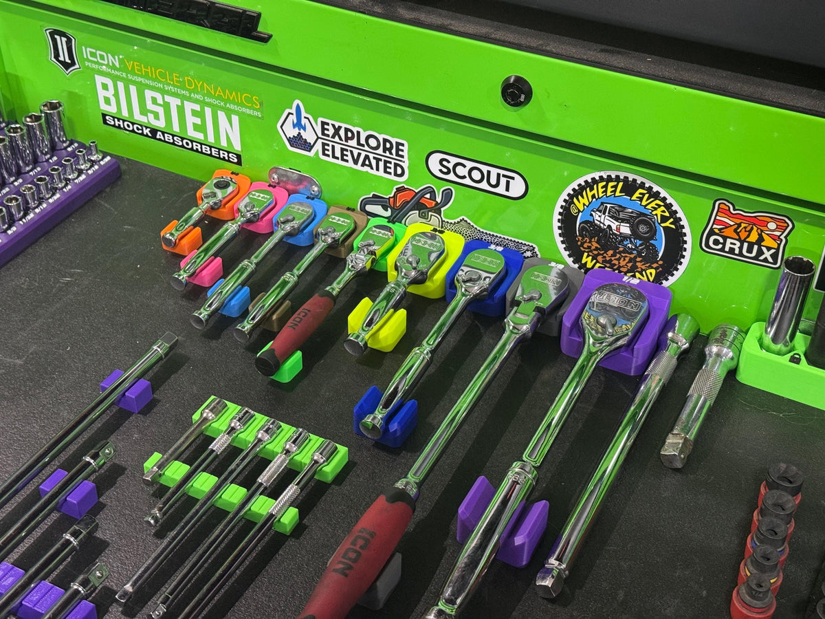 Magnetic Ratchet Holder | Slim Low Profile Ratchet Organizer | Toolbox Tool Organizer