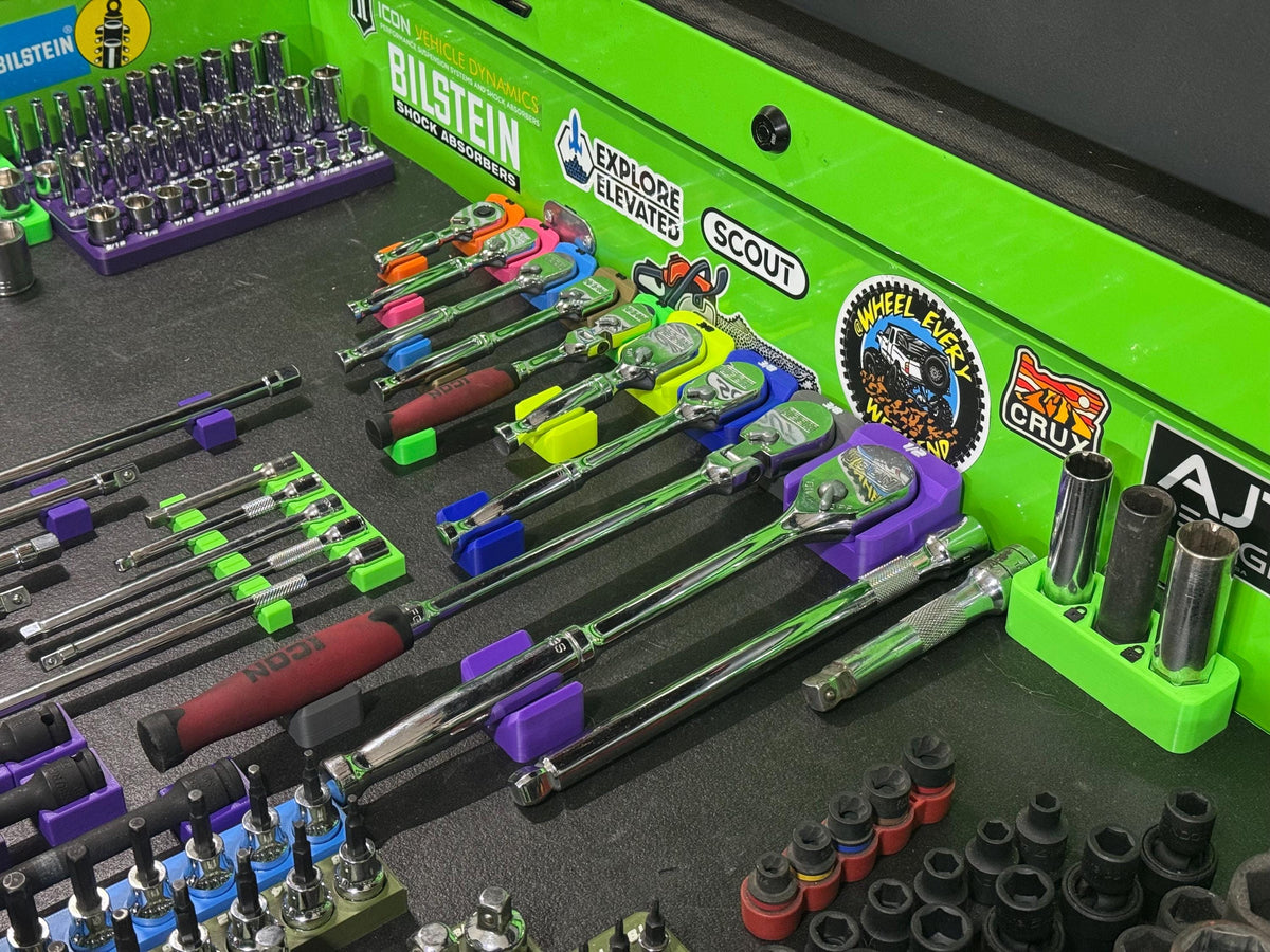Magnetic Ratchet Holder | Slim Low Profile Ratchet Organizer | Toolbox Tool Organizer