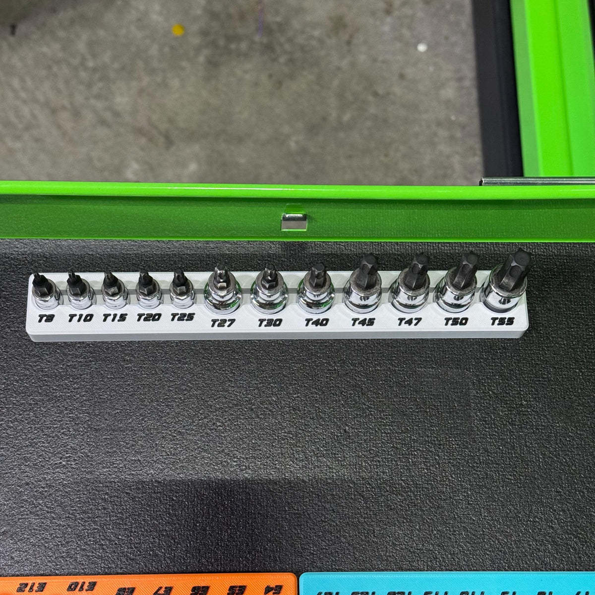 Magnetic Torx Socket Holder | 7 or 12 Slot Torx Bit Organizer | 1/4 & 3/8 Drive Toolbox Storage