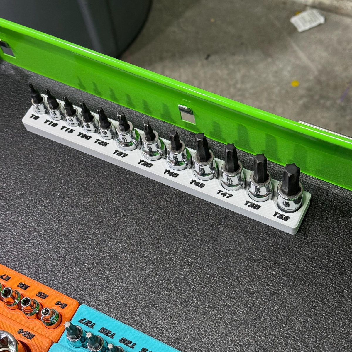 Magnetic Torx Socket Holder | 7 or 12 Slot Torx Bit Organizer | 1/4 & 3/8 Drive Toolbox Storage