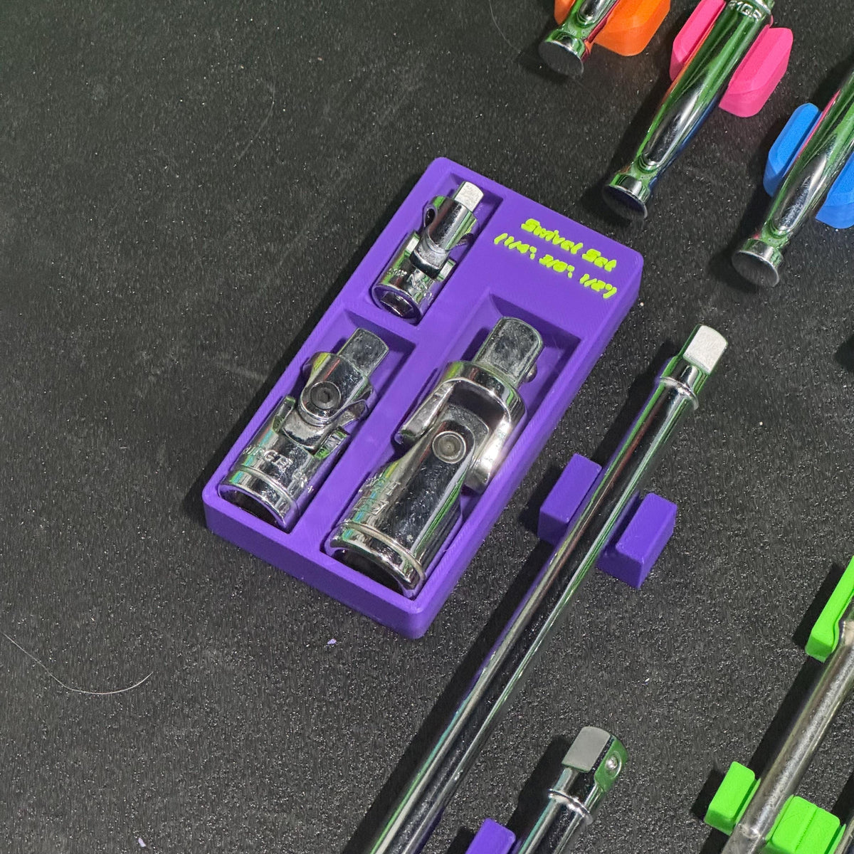 Magnetic Swivel Socket Organizer | Universal Joint Holder | 1/4, 3/8 & 1/2 Drive Toolbox Storage