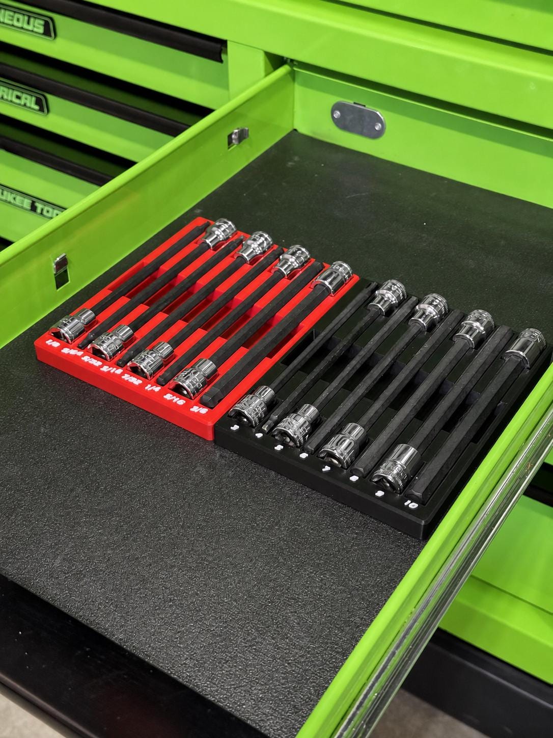ICON Long Hex Bit Socket Holder | SAE & Metric Socket Organizer | Fits Regular and Ball End | Magnetic Tool Tray