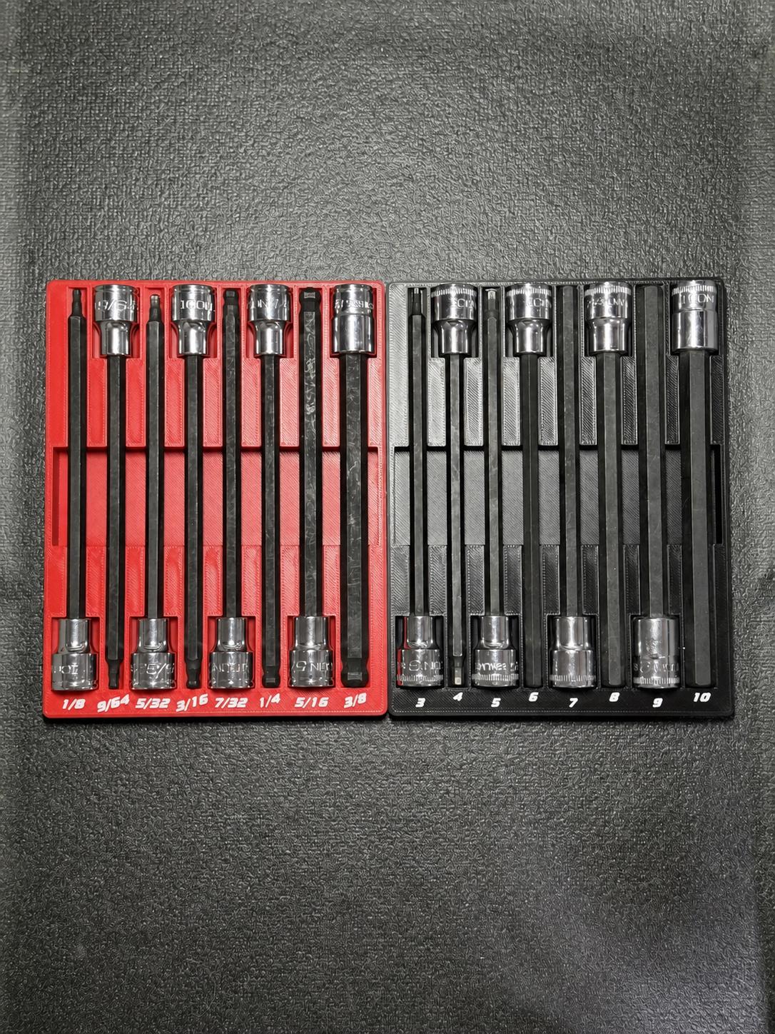 ICON Long Hex Bit Socket Holder | SAE & Metric Socket Organizer | Fits Regular and Ball End | Magnetic Tool Tray