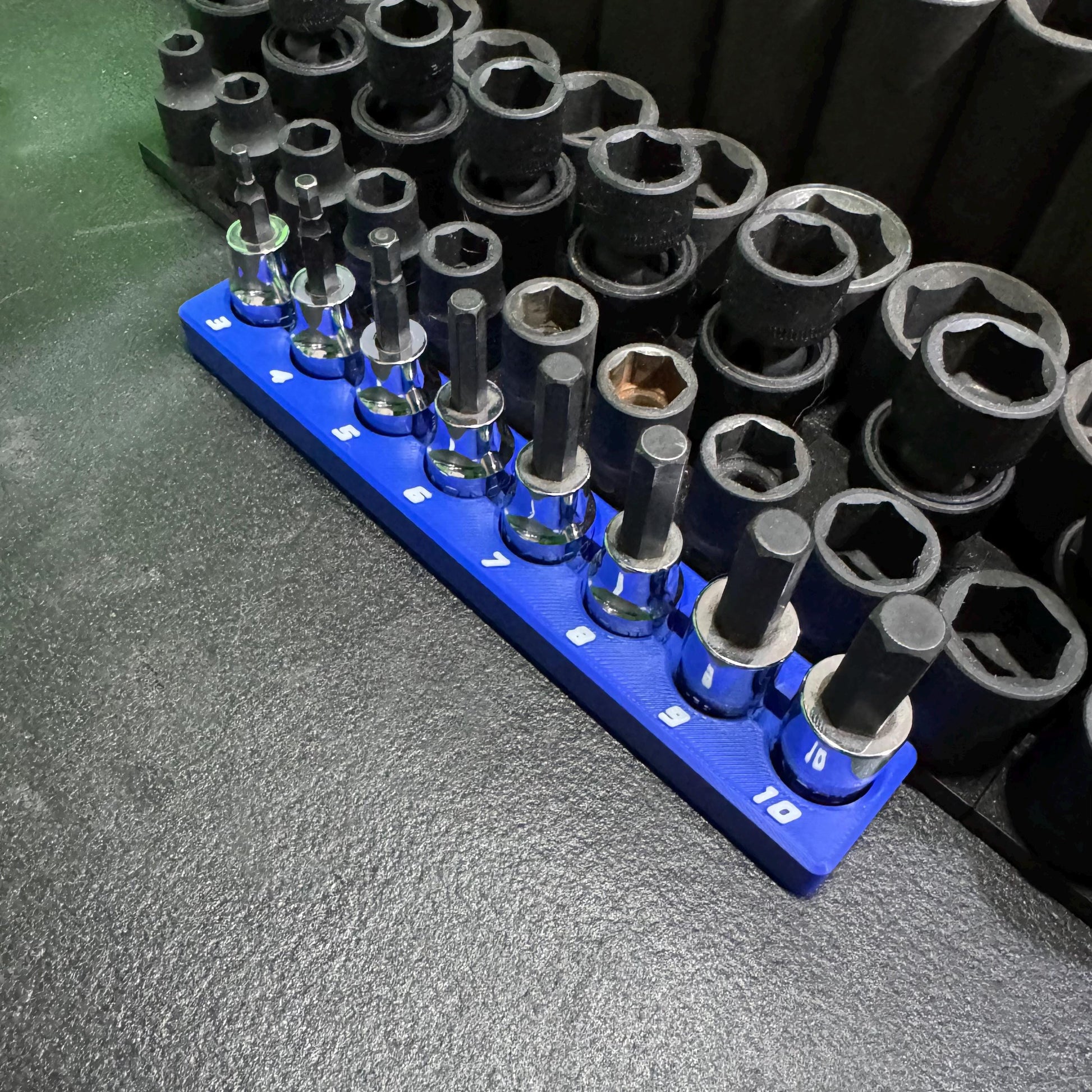 Magnetic Allen Socket Holder | Hex Bit Socket Organizer | Metric - SAE | 1/4 & 3/8 Drive Toolbox Organizer