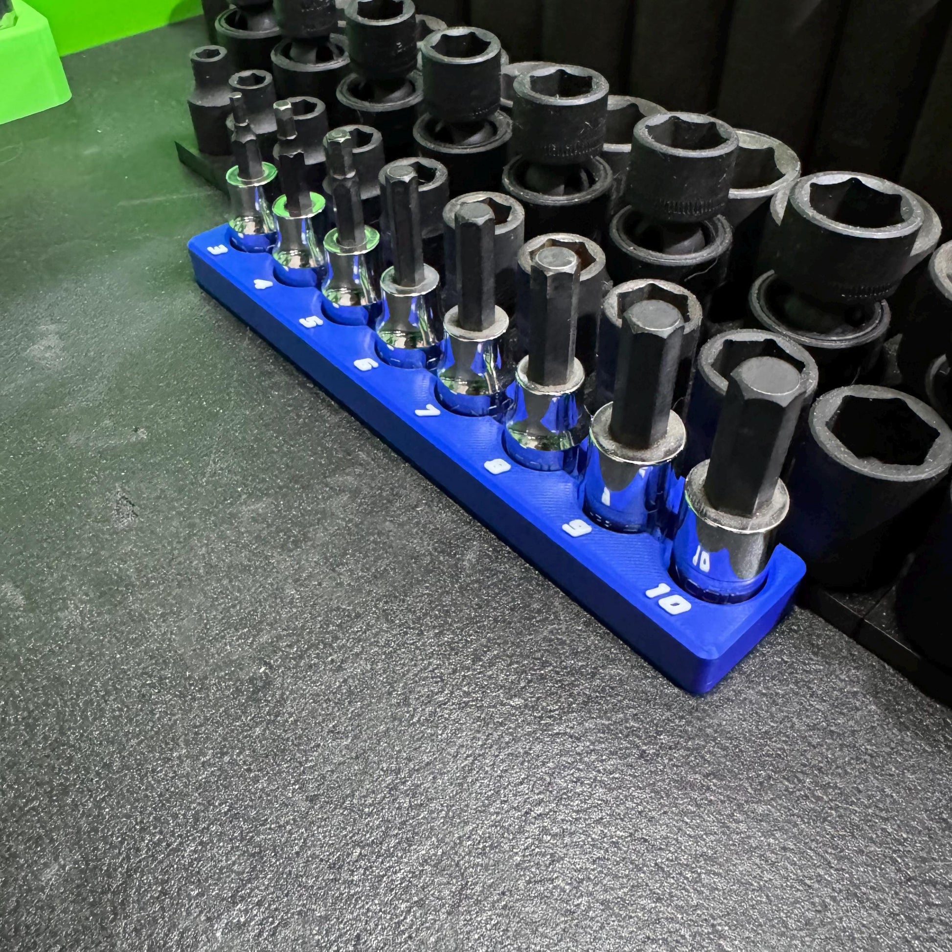 Magnetic Allen Socket Holder | Hex Bit Socket Organizer | Metric - SAE | 1/4 & 3/8 Drive Toolbox Organizer