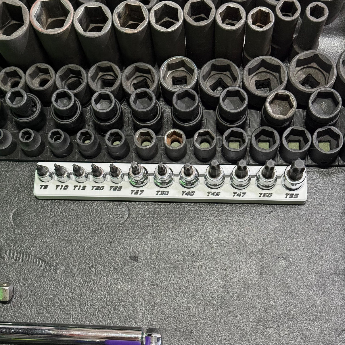 Magnetic Torx Socket Holder | 7 or 12 Slot Torx Bit Organizer | 1/4 & 3/8 Drive Toolbox Storage