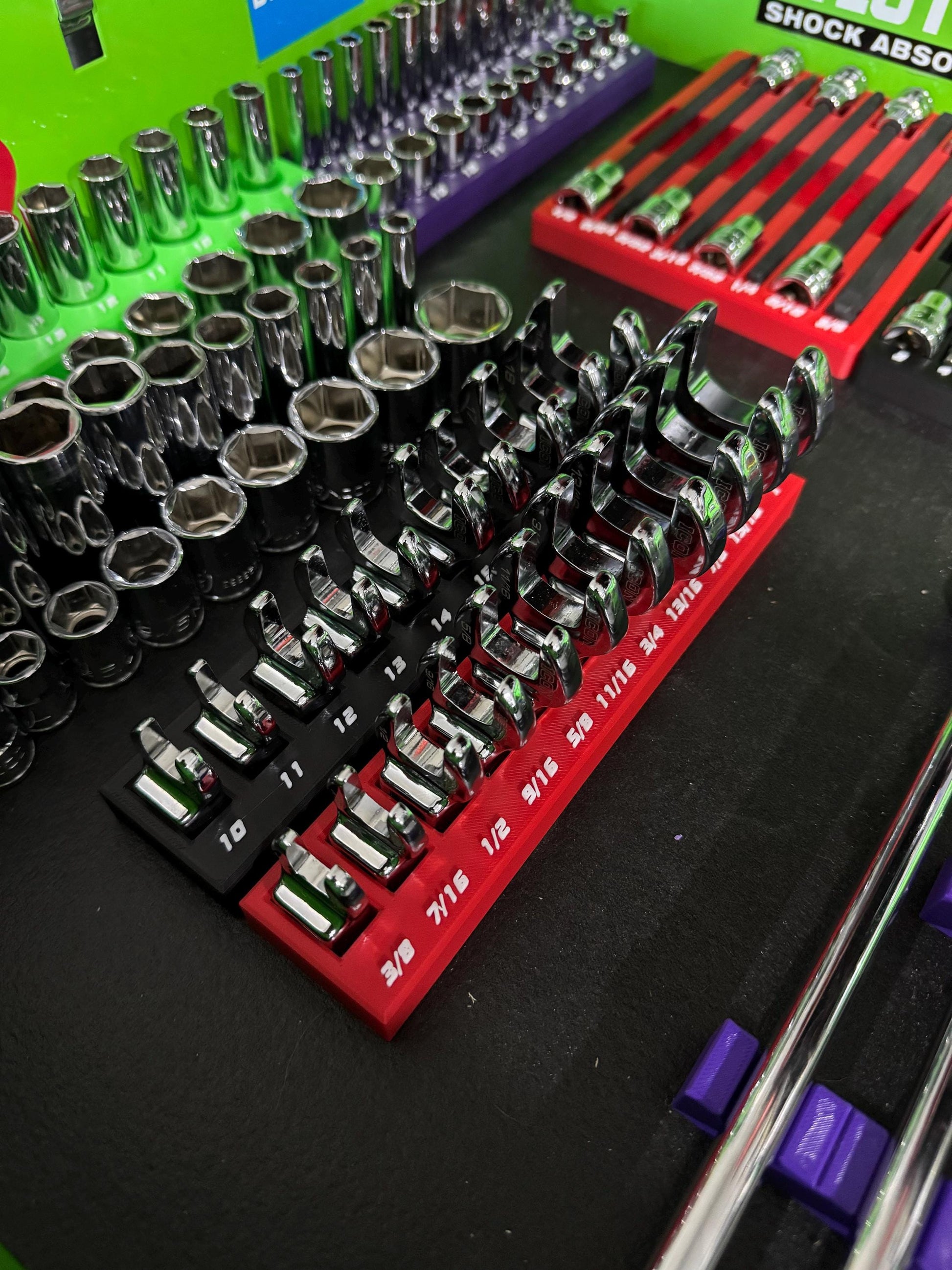 ICON Crowsfoot Organizer | Crowfoot Wrench Holder | SAE & Metric Magnetic Toolbox Organizer