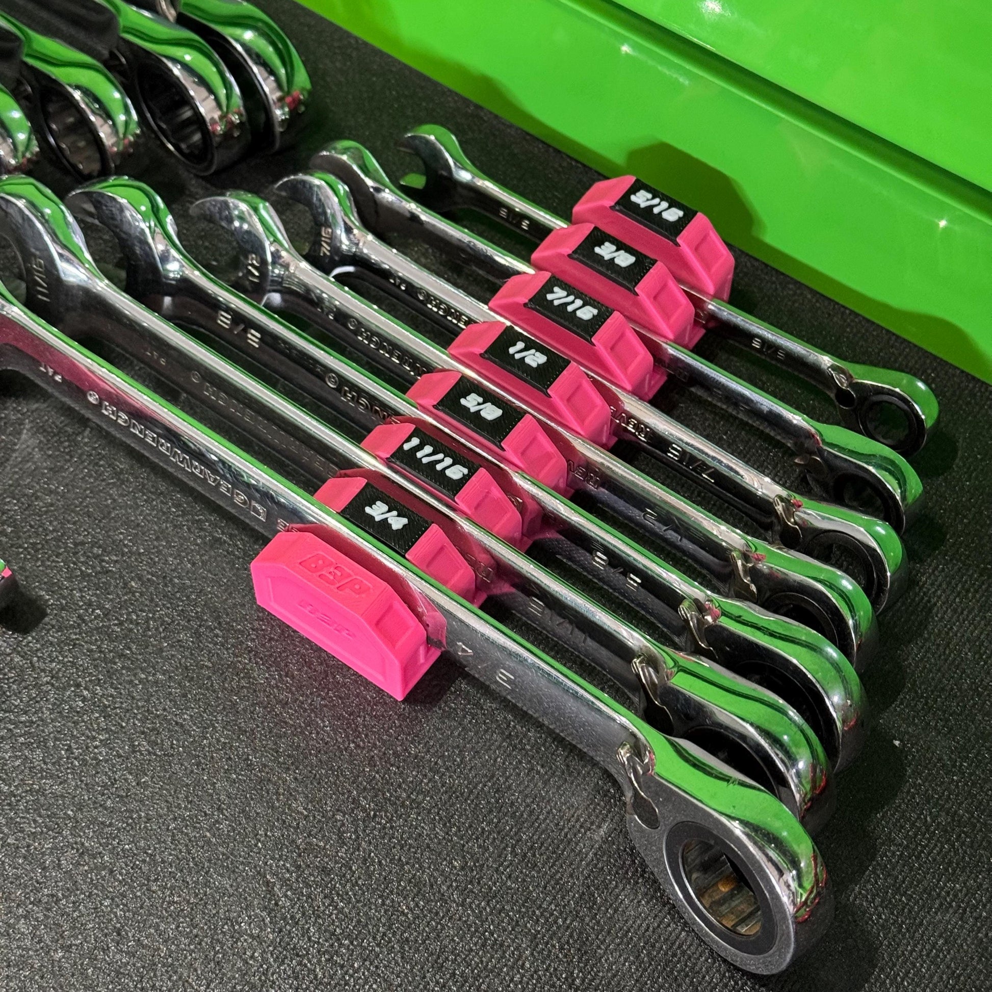 Modular Magnetic Wrench Holder | High Visibility Wrench Organizer | SAE & Metric Toolbox Drawer Storage
