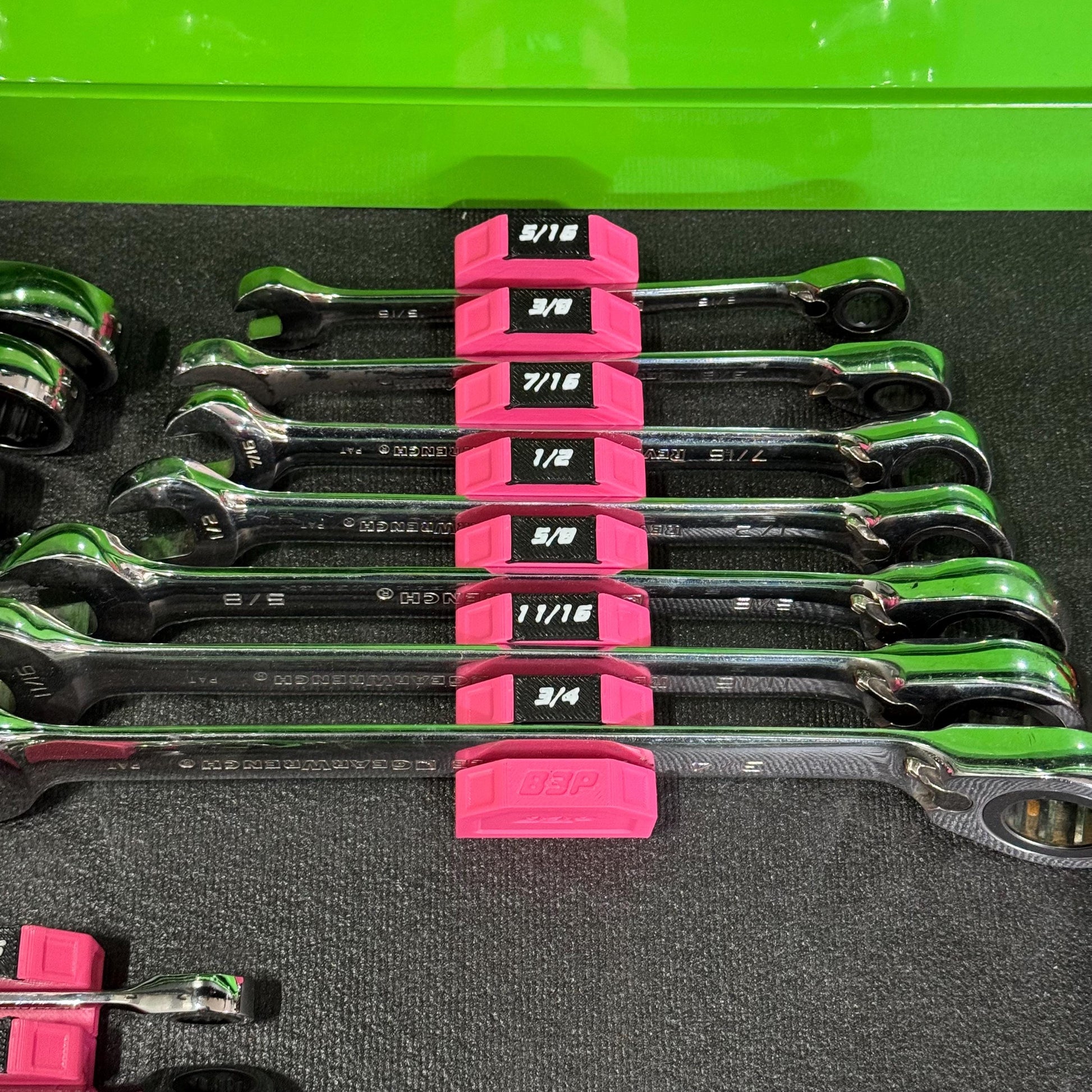 Modular Magnetic Wrench Holder | High Visibility Wrench Organizer | SAE & Metric Toolbox Drawer Storage