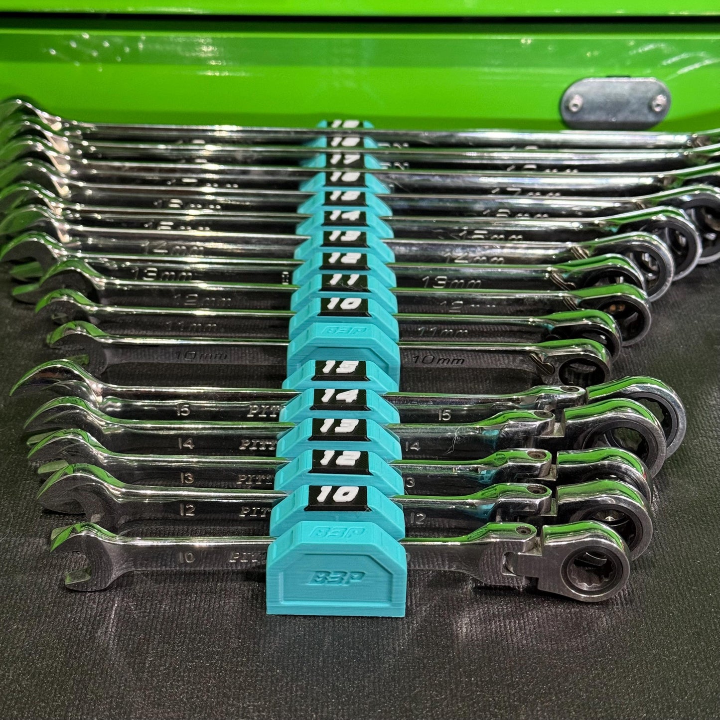 Modular Magnetic Wrench Holder | High Visibility Wrench Organizer | SAE & Metric Toolbox Drawer Storage